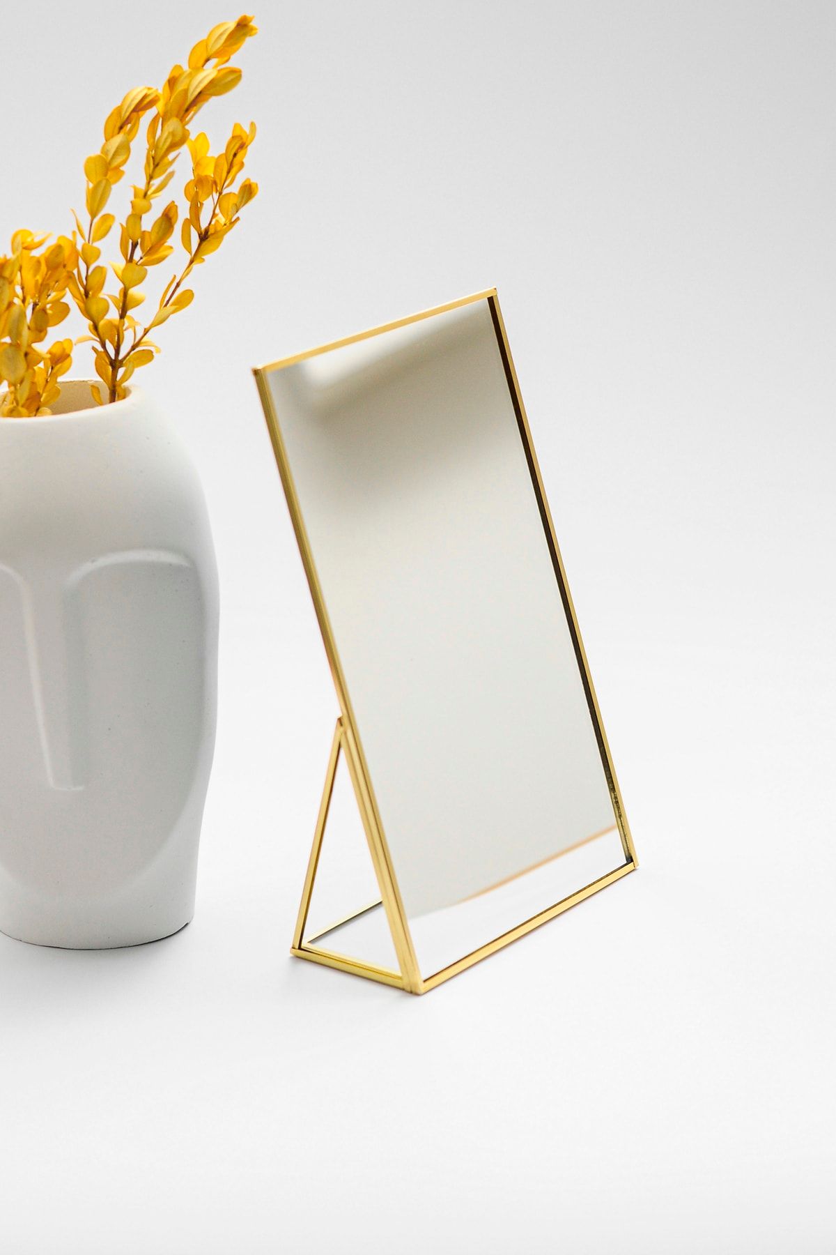 El Crea Designs 25x15cm Pirinç Gold Kristal Makyaj Aynası Masaüstü Dekoratif Iskandinav Tarzı Banyo Bohem Dekoras