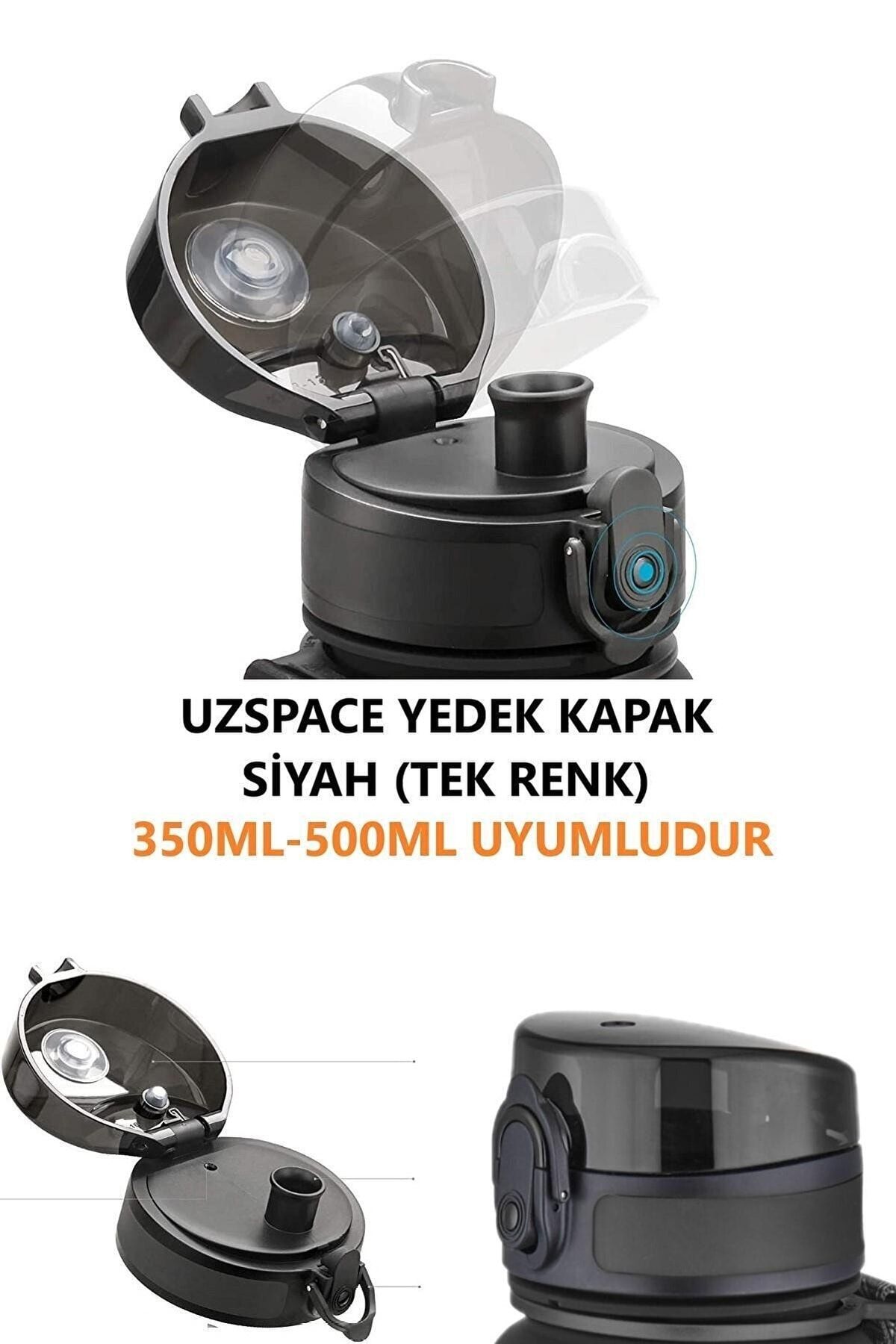 Uzspace 350-500ml Uyumlu Yedek Kapak --sadece Ile Uyumludur---tek Renk Siyah