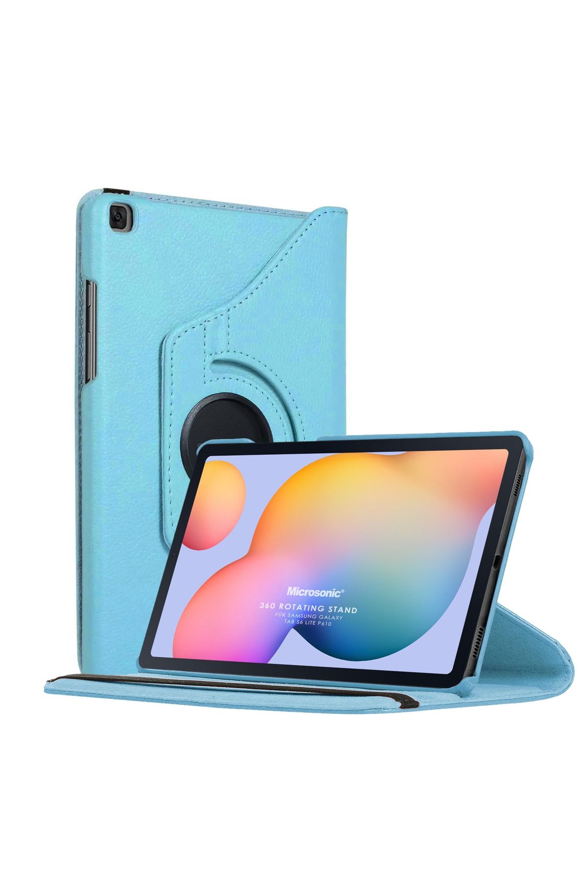 Microsonic Samsung Galaxy Tab S6 Lite 10.4" P610 Kılıf 360 Rotating Stand Deri Mavi