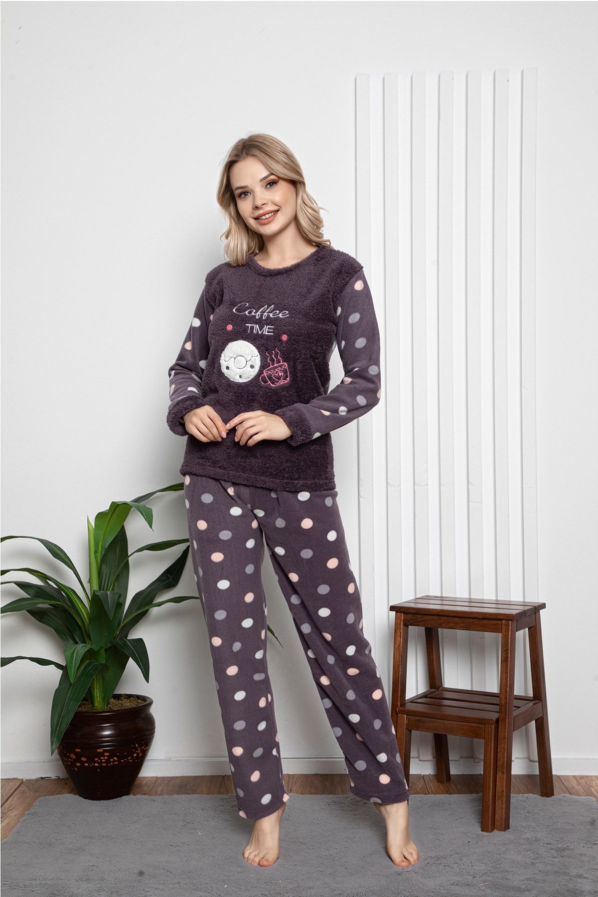 TAMPAP Kadın Polar Peluşlu Pijama Takımı Welsoft Takım 2191