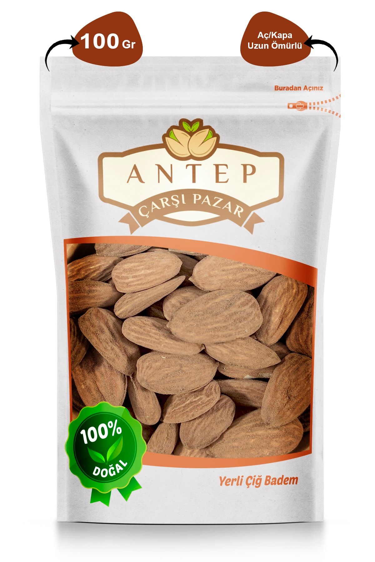 Antep Çarşı Pazar Çiğ Badem Yerli Yeni Mahsul | 100 Gr.