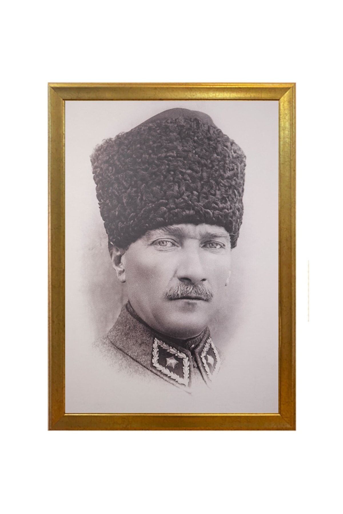 BELLARTE Yaldız Çerçeveli Atatürk Portresi- Altın Çerçeveli - Duvar Atatürk Tablosu 55x75cm
