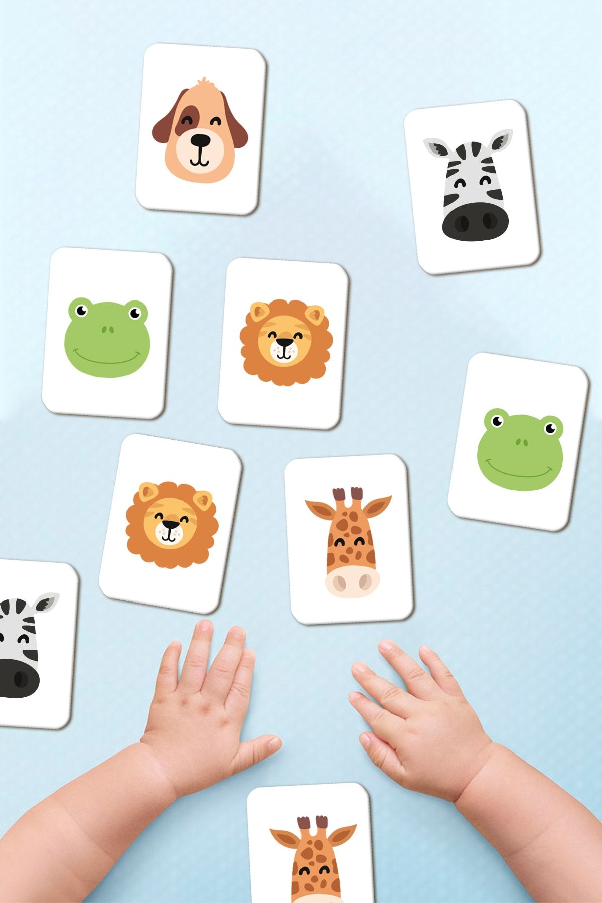 Enjoymydesign Zeka Kartları Hafıza Eşleştirme Oyunu Sevimli Hayvanlar Ahşap Eğitici Puzzle Oyuncak