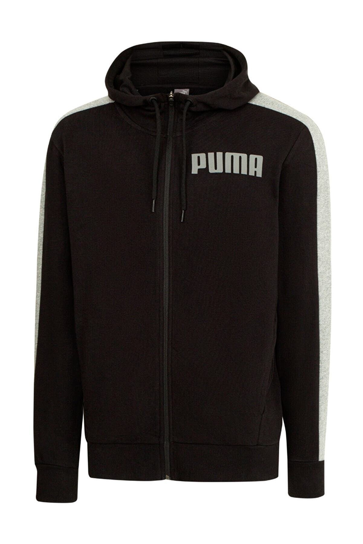 Puma CONTRAST FZ HOODY FT M Siyah Erkek Sweatshirt 101119496