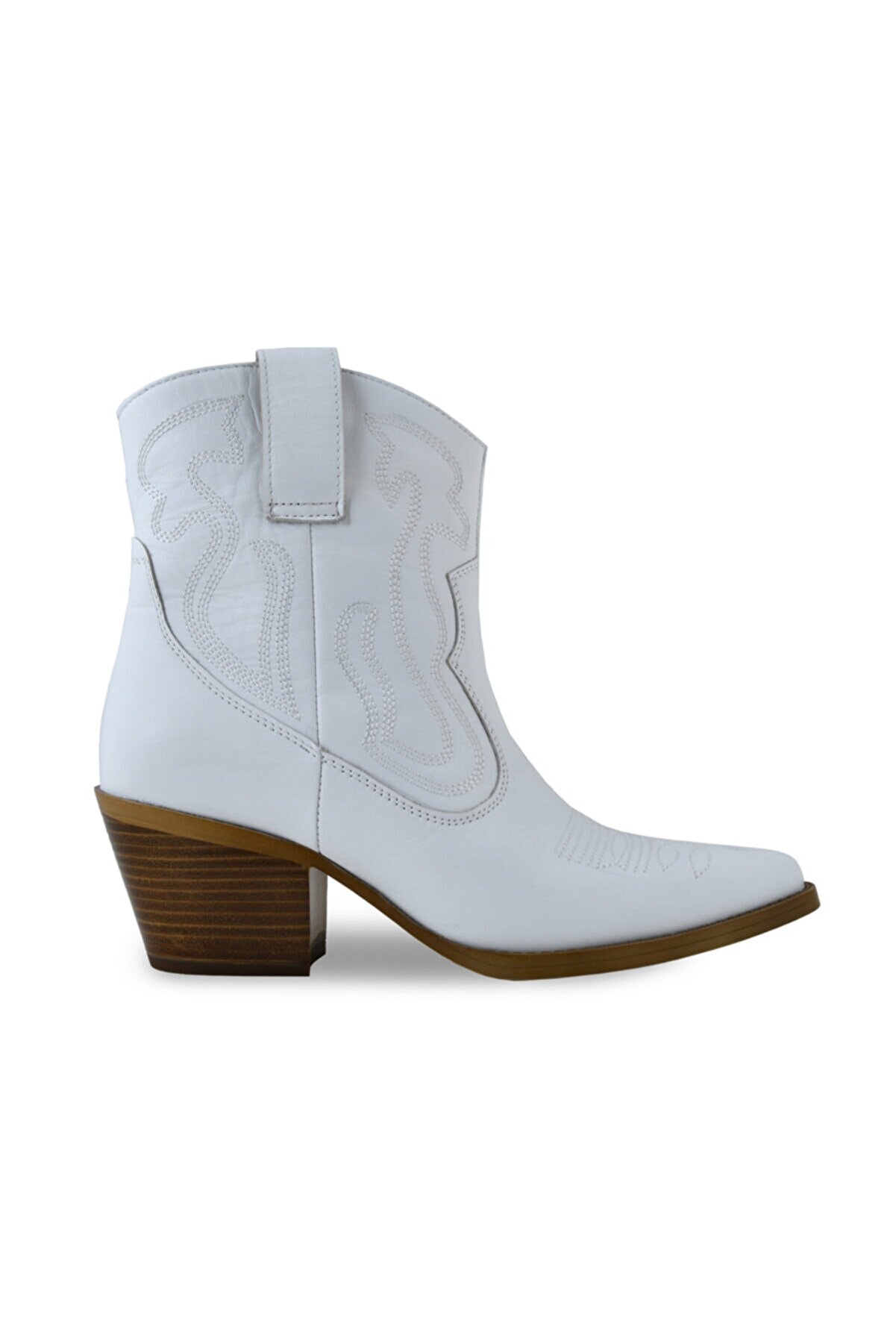 Sevim Ayakkabı Kadın Günlük Beyaz Renk Hakiki Deri Western Bot