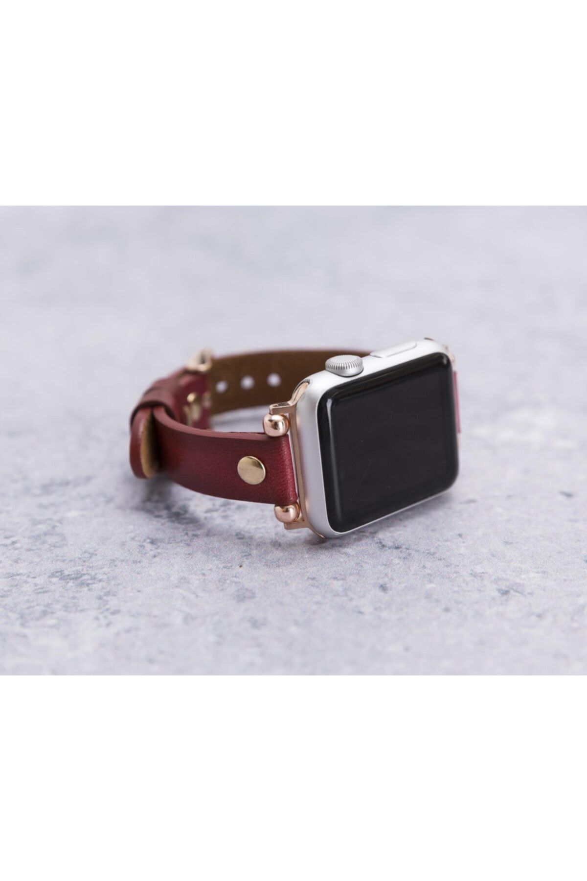 Burkley Apple Watch Slim Deri Kordon 42 Ve 44 Mm Uyumlu V4ef Kırmızı