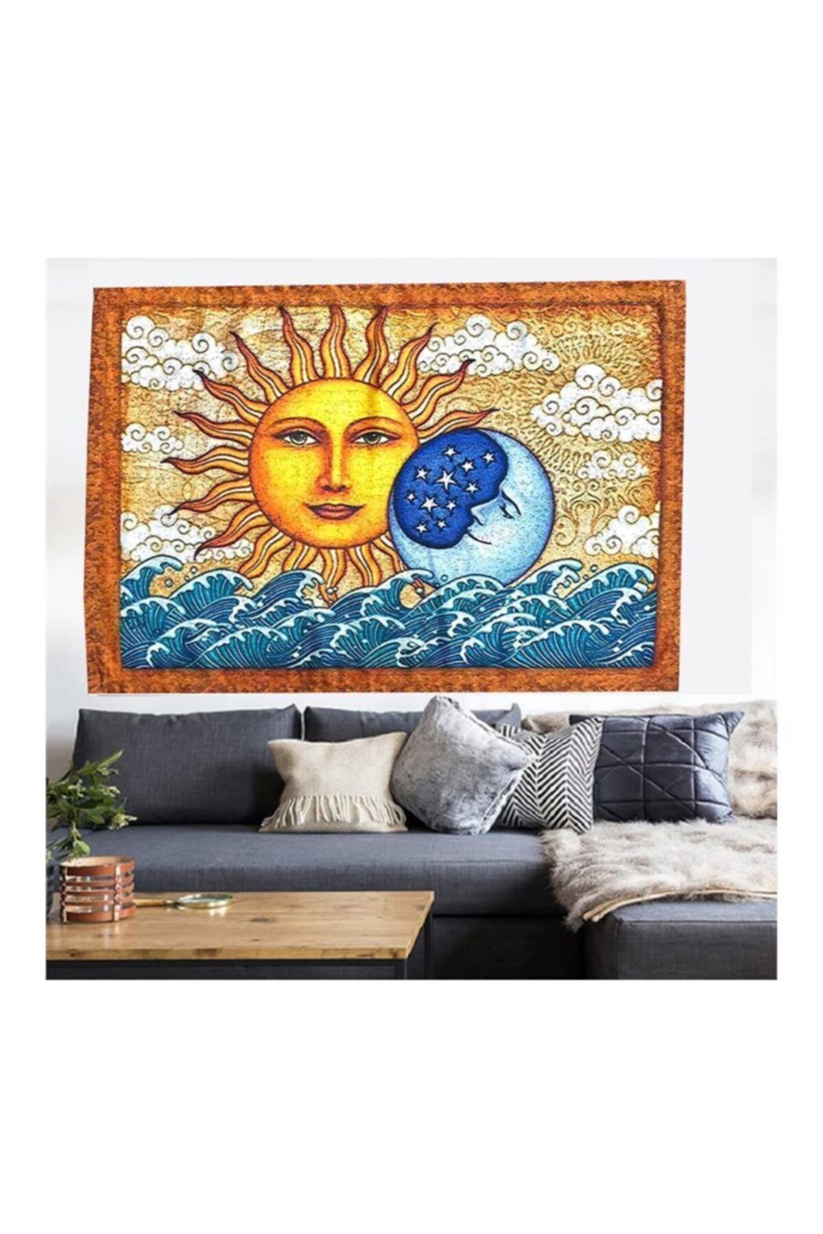 Köstebek 150 x200 cm Sun And Moon Face Duvar Halısı