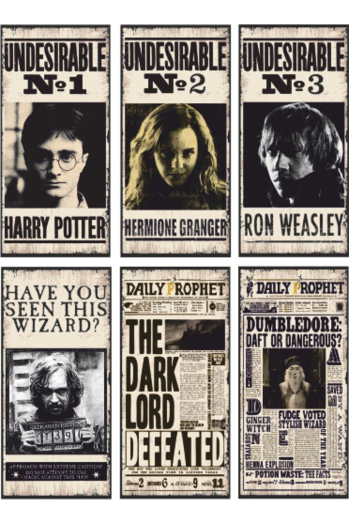 Hayat Poster Harry Potter Aranıyor 6'lı Mini Ahşap Poster Seti 6 Poster Birden