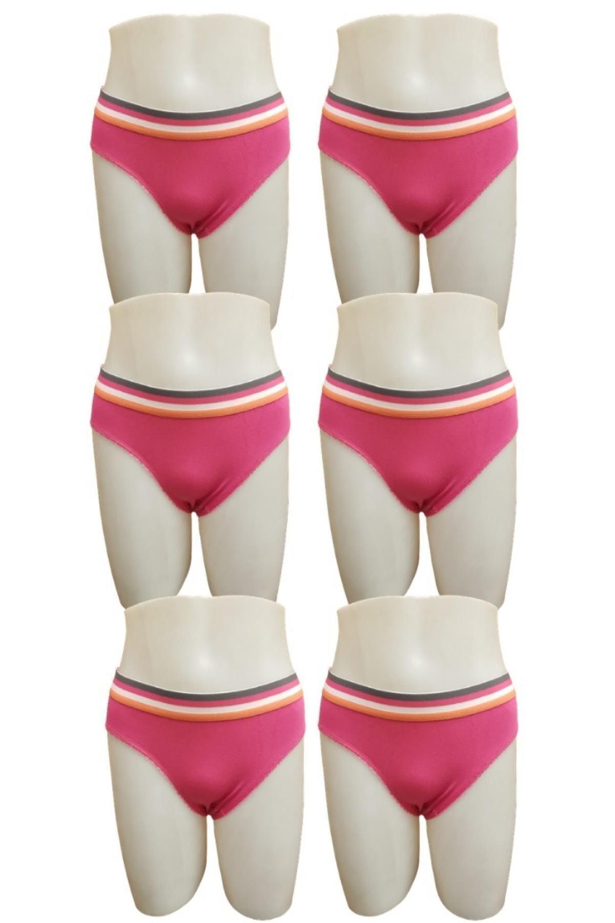 Tutku Kadın Pırlanta 6lı Paket Beli Şerit Detaylı Bikini Külot