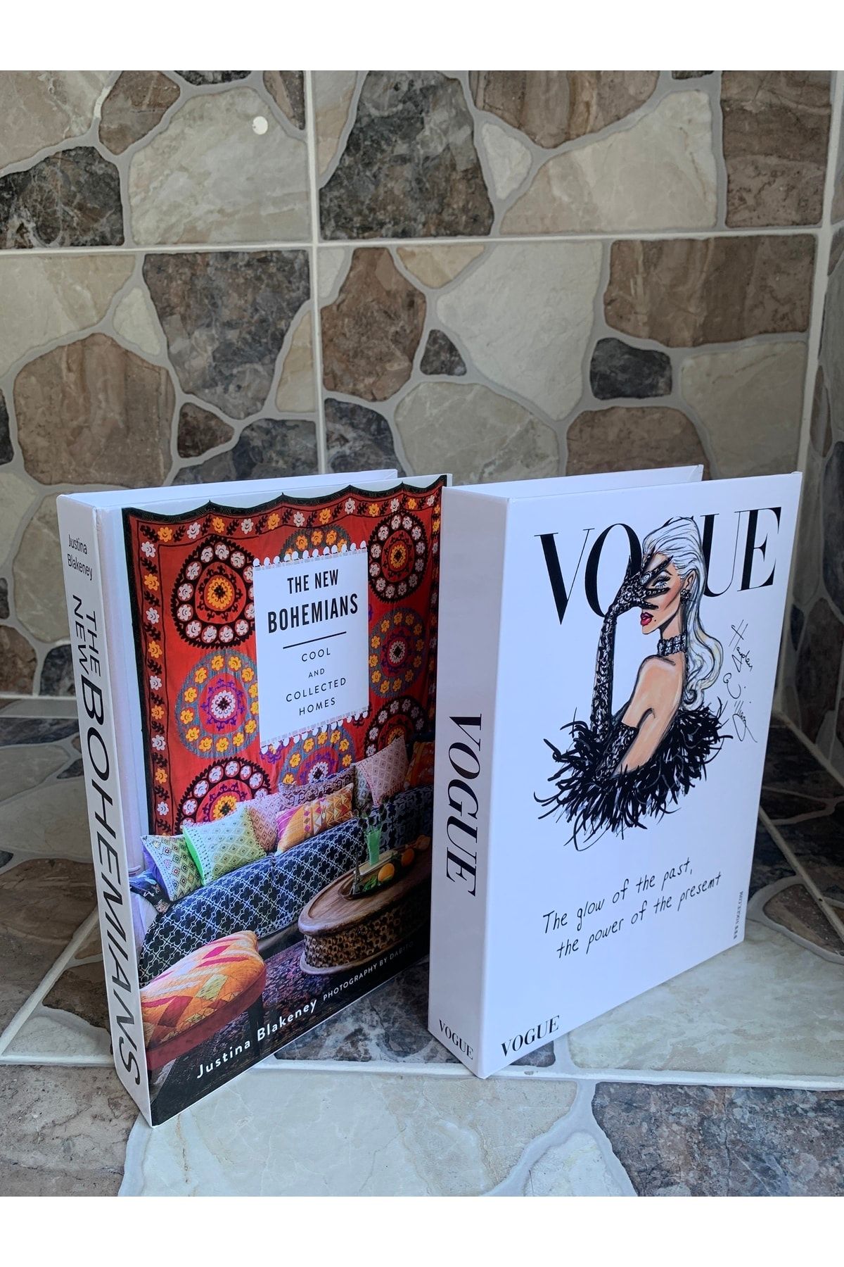 Azra hediyelik eşya ve tekstil ürünler 2li Bhomıans + Vogue Dekoratif Kitap Kutu