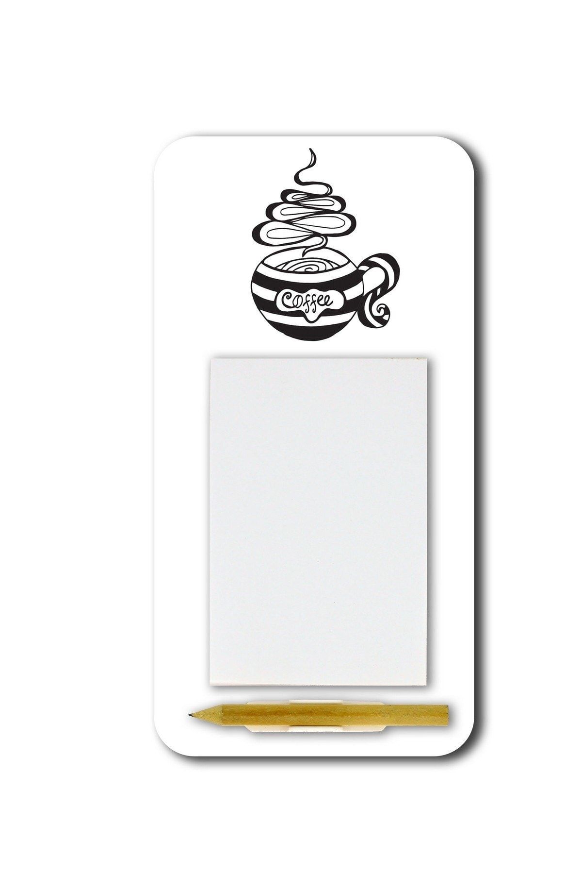 WuW Kahve Temalı Magnetli Kalemli Notluk Buzdolabı Magneti