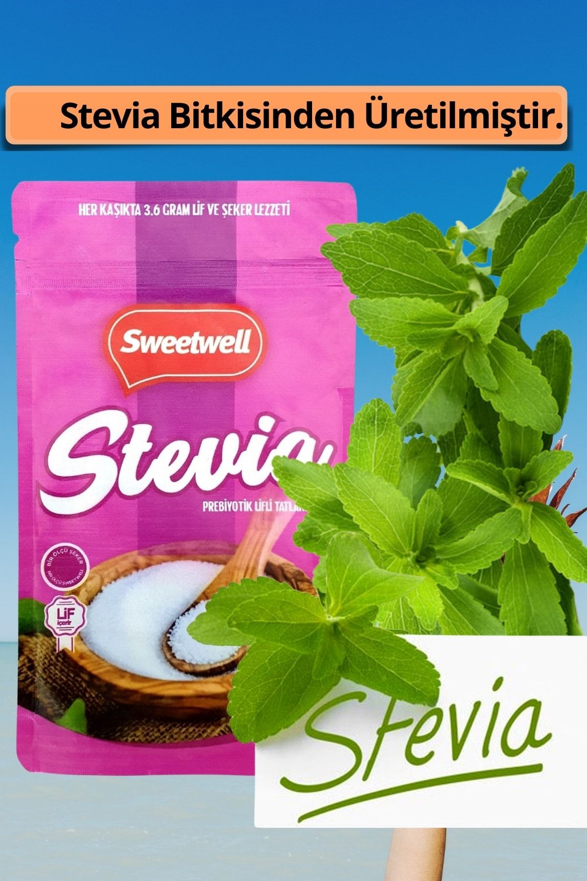 Sweetwell Stevia Prebiyotik Lifli Toz Sofralık Tatlandırıcı 500 Gr