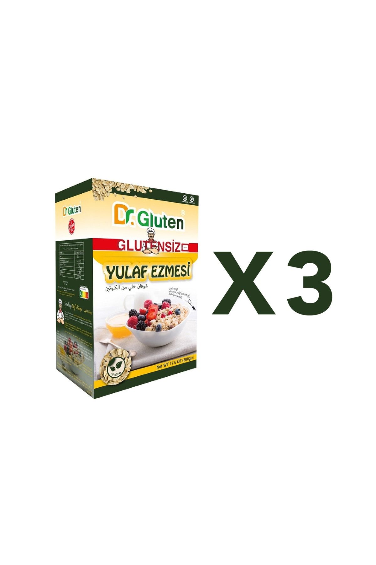 Dr.Gluten Glutensiz Yulaf Ezmesi 500g X3 Adet Fırsat Paketi