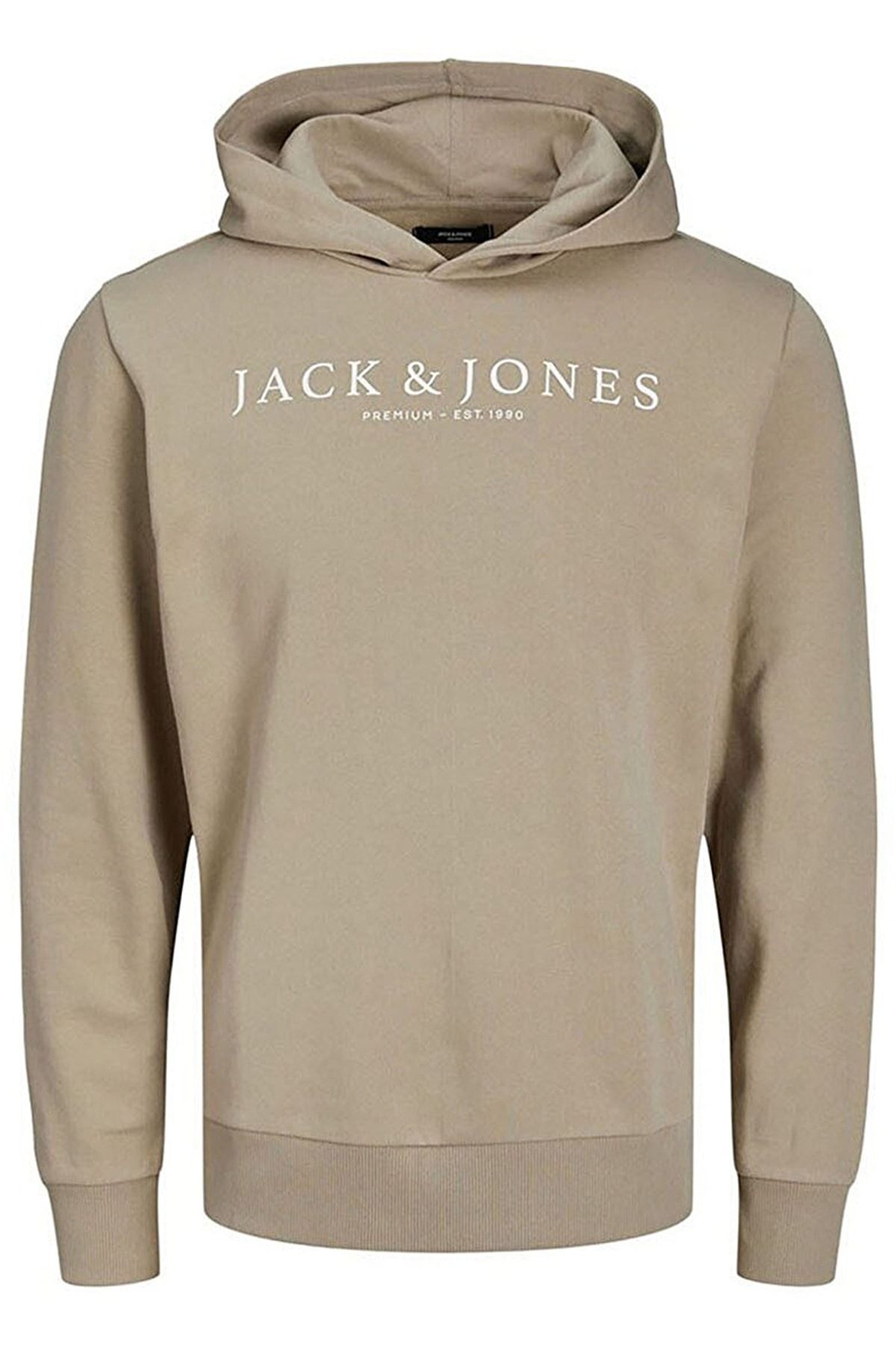 Jack & Jones Erkek Blaaugust Logo Kapüşonlu Sweatshirt 63412221967 Bej
