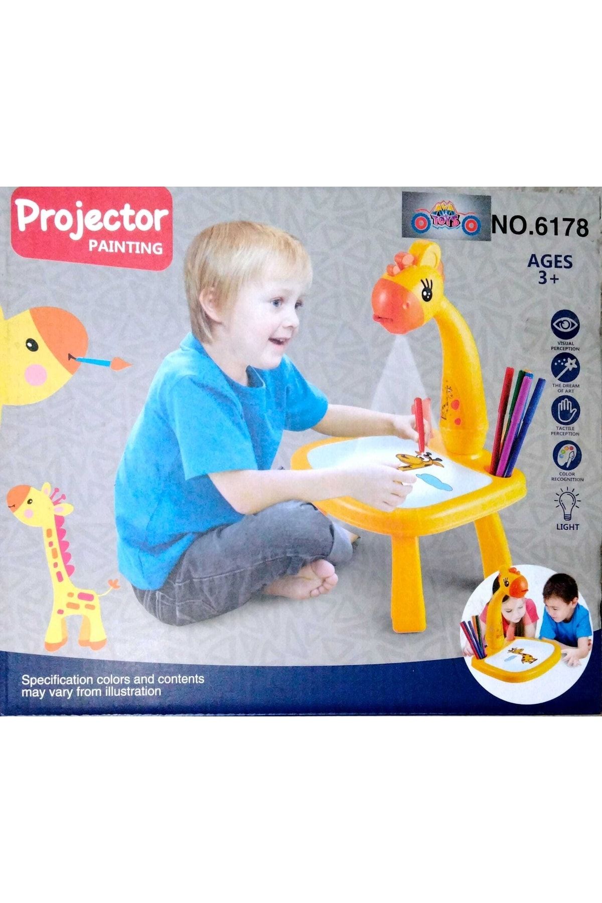 AYATOYS Projektör Çizim Masası,çocuk Çizim Boyama Masası Sarı