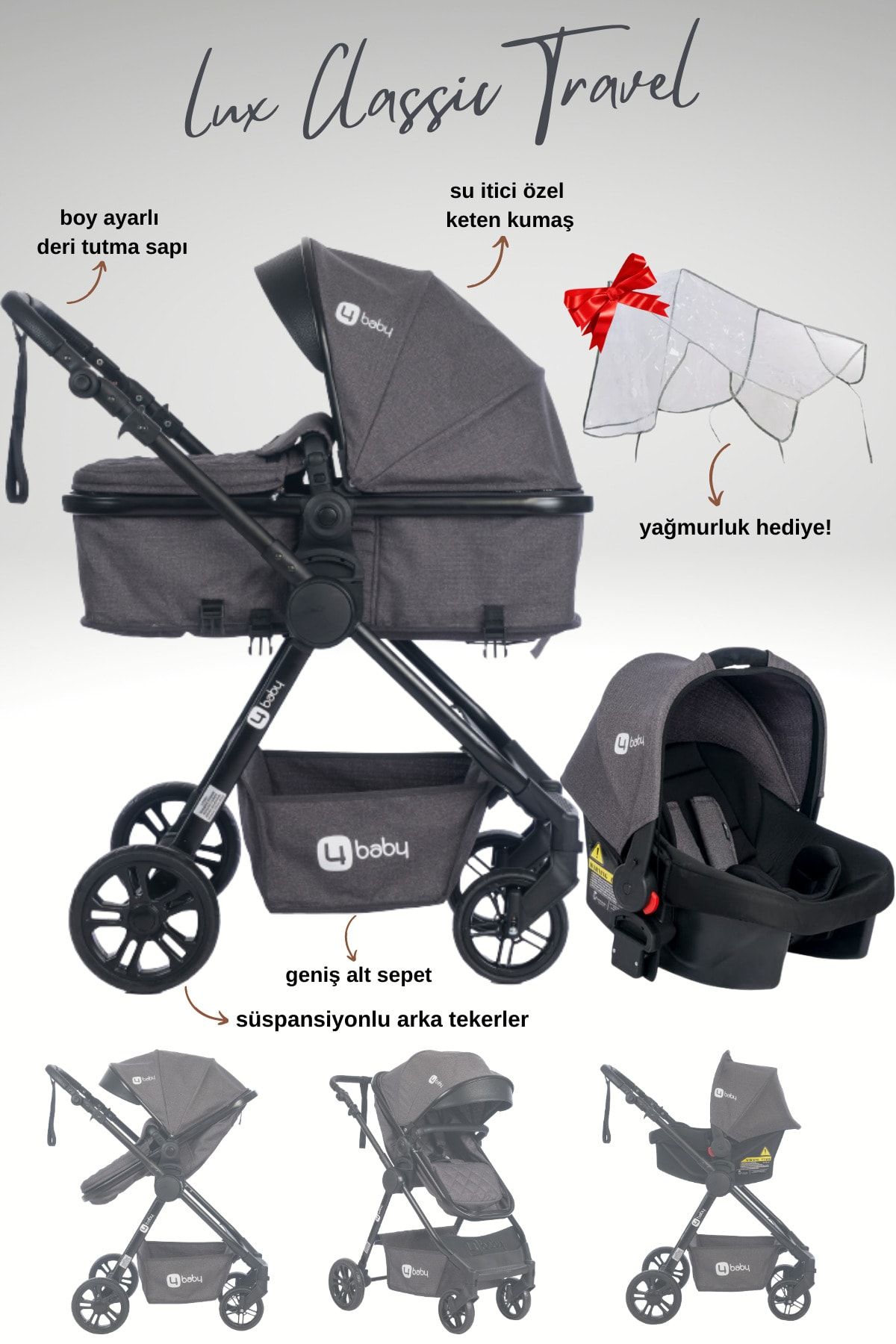 4 Baby Balans Lux Classıc Travel Sistem Bebek Arabası