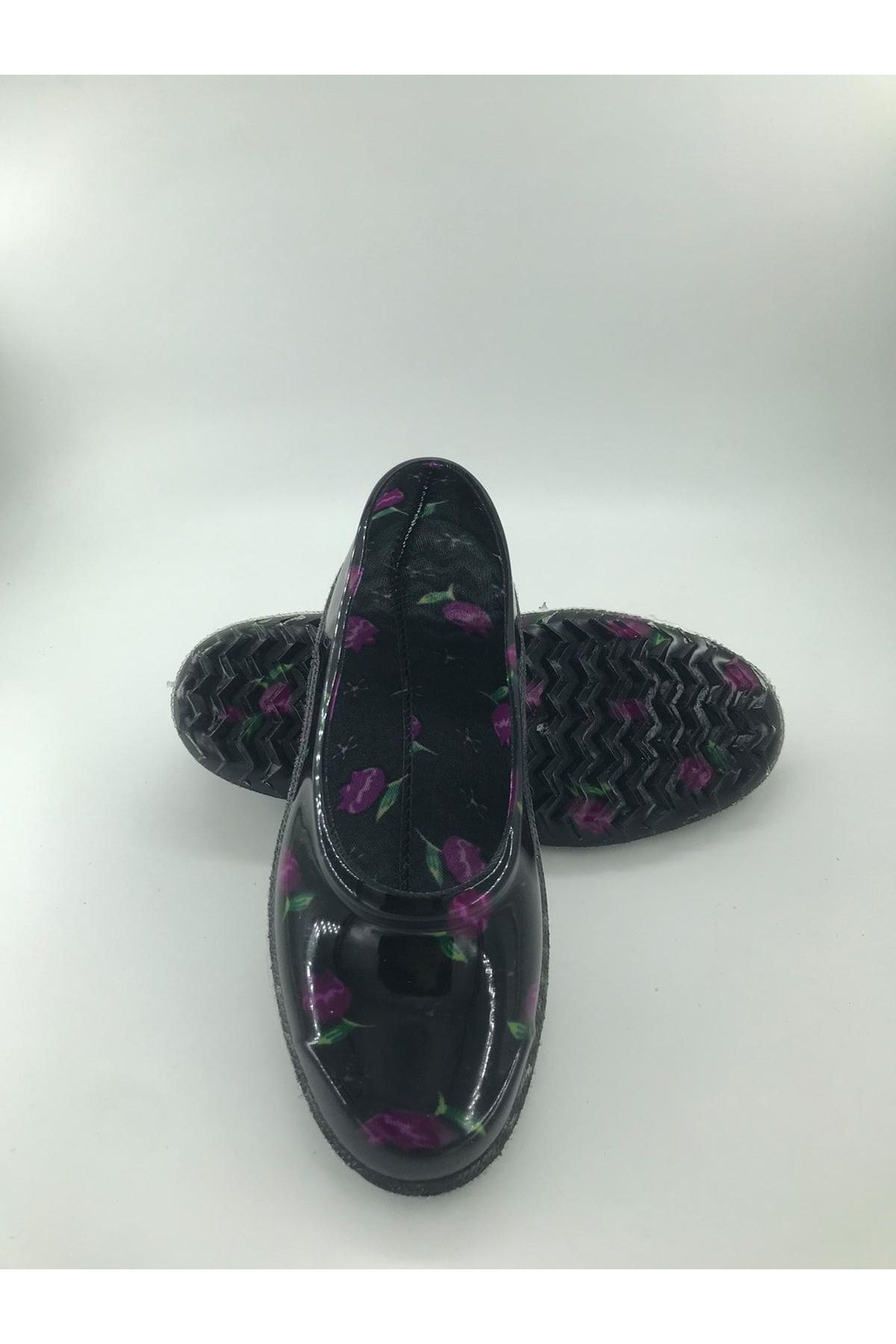 CKR Desenli Lastik Ayakkabı Kara Lastik Ayakkabı