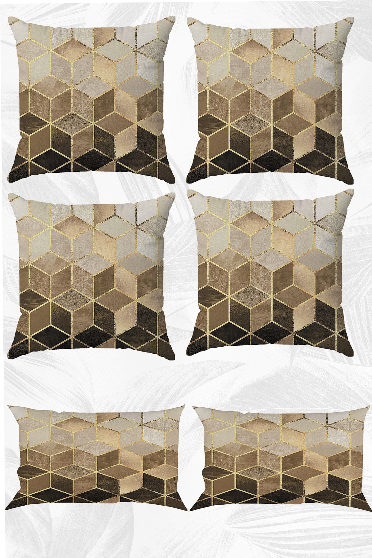 stellahomes Sarı Mozaik Çift Tarafı Baskılı 43x43 Ve 30x50 Kırlent Yastık Kılıfı 6'lı Set