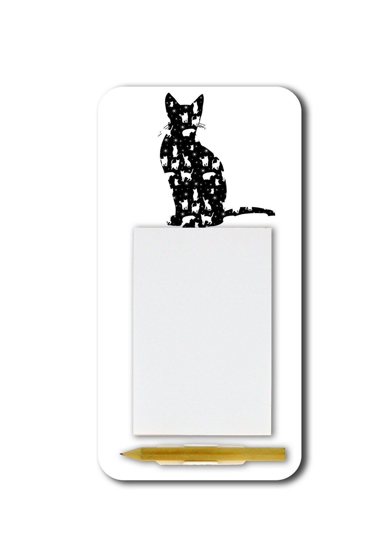 WuW Özel Tasarım Kedili Magnetli Kalemli Notluk Buzdolabı Magneti