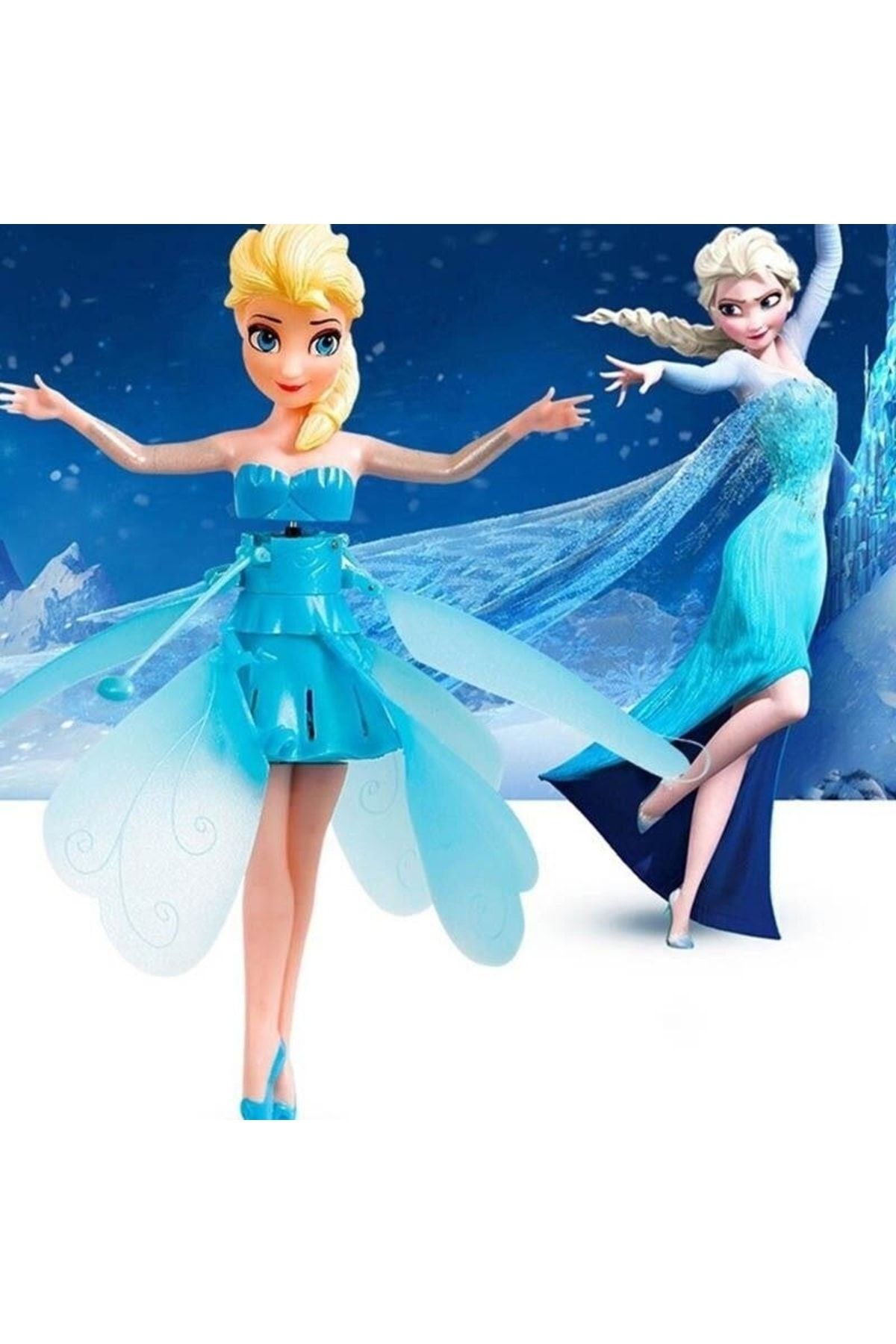 BYOZTEK Princess Prenses Elsa Frozen Uçan Peri El Sensörlü Şarjlı Uçan Bebek