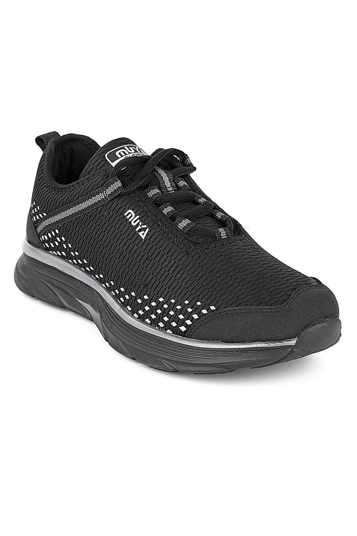 Muya Siyah - Deuce Bağcıklı Unisex Memory Foam Ortopedik Spor Ayakkabı