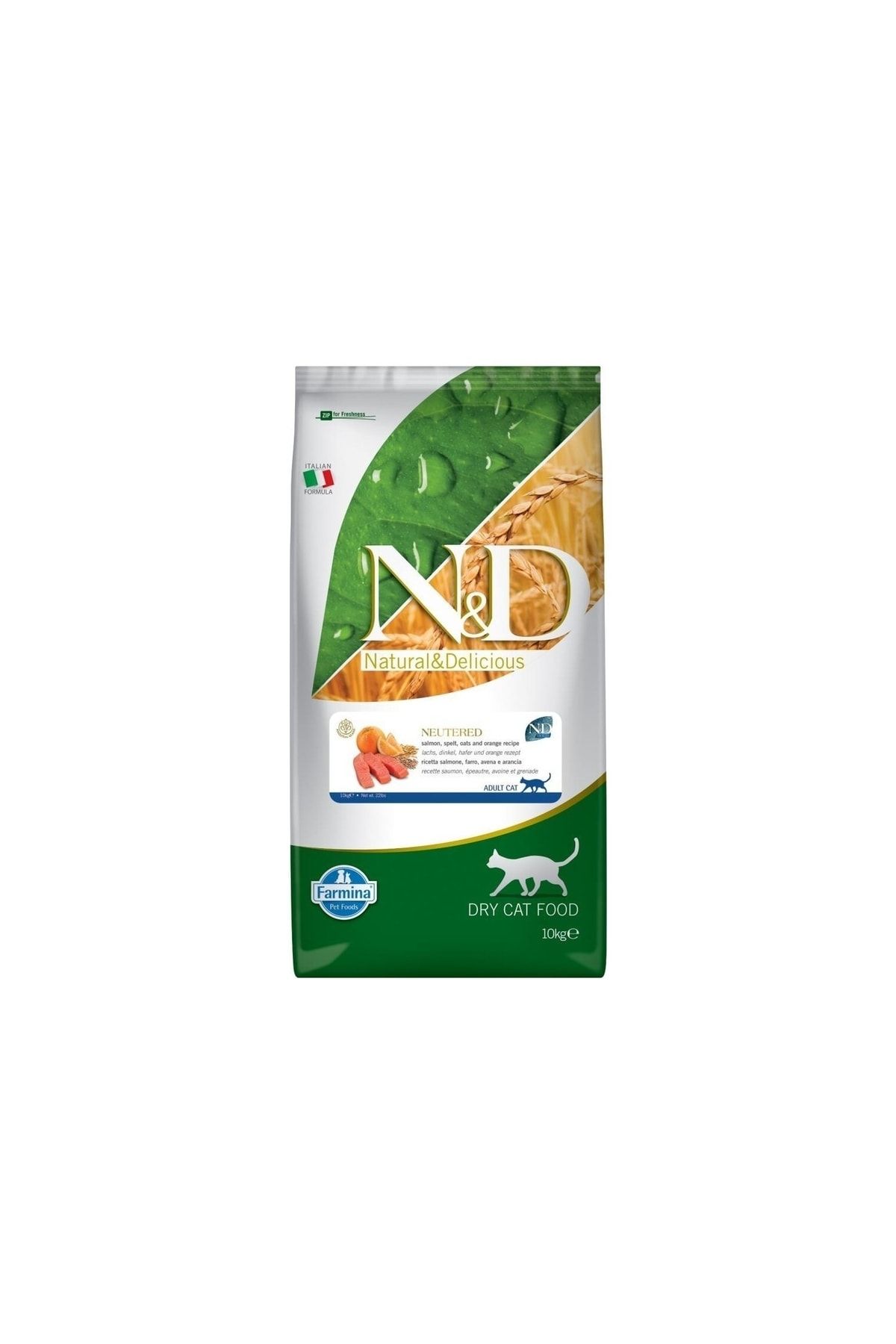 N & D Düşük Tahıllı Somonlu Kısırlaştırılmış Kedi Maması 10 kg