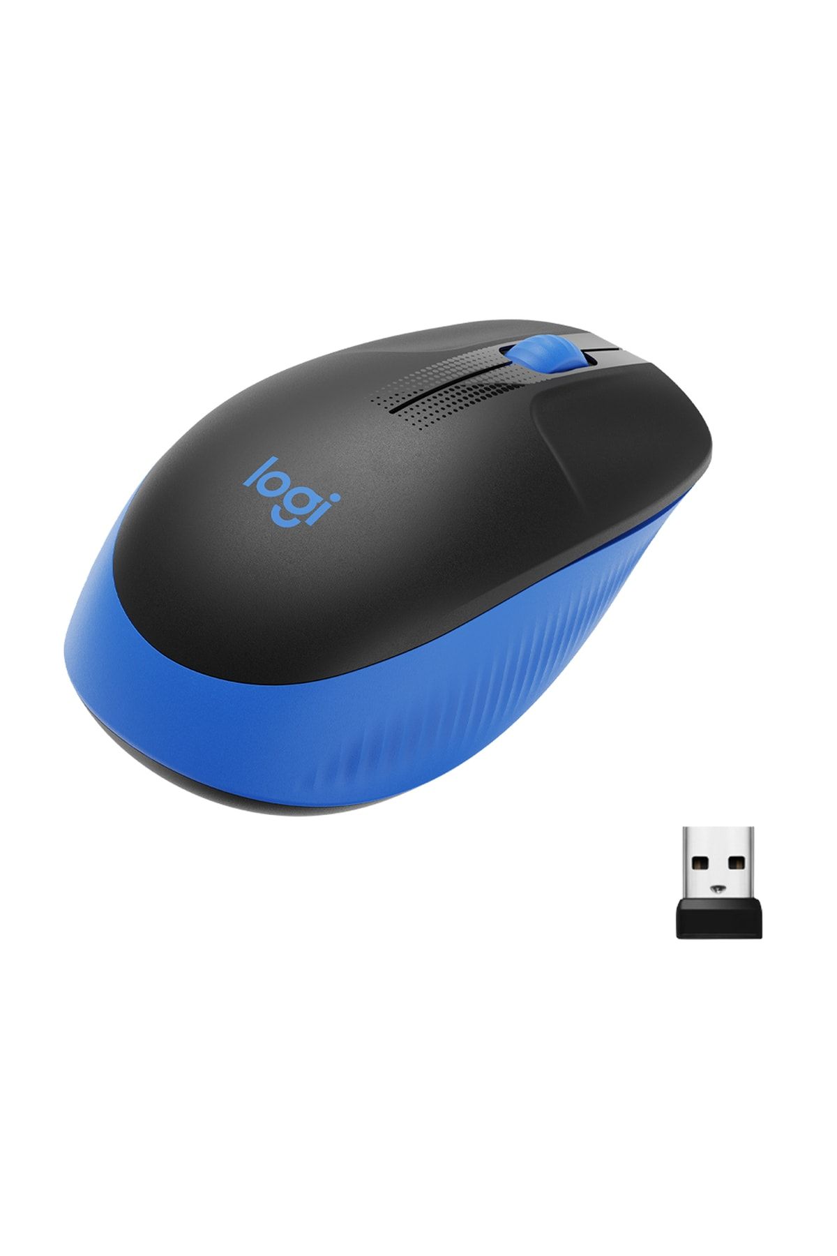 logitech M190 Büyük Boy USB Alıcılı 1.000 DPI Kablosuz Mouse - Mavi