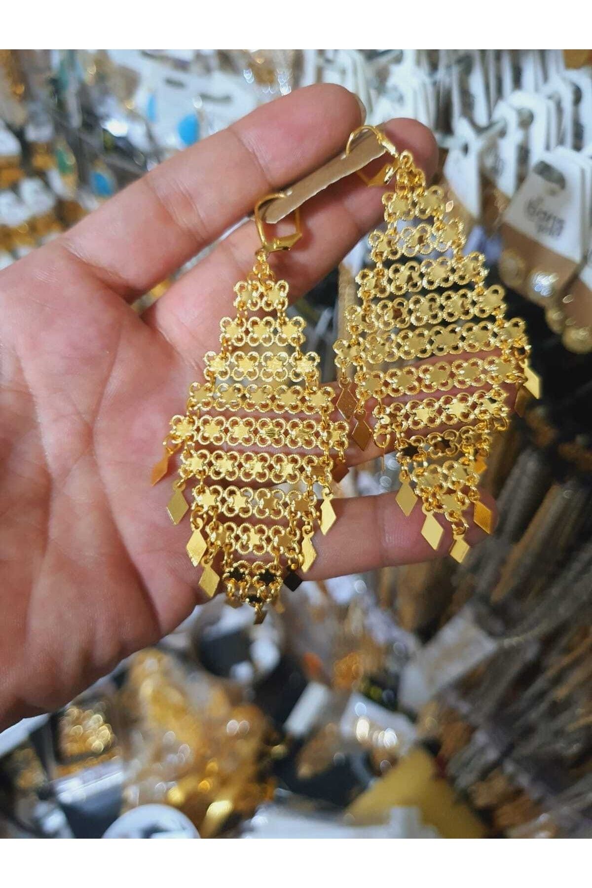 barisiva gold 22 Ayar Altın Kaplama Sallantılı Şık Küpe