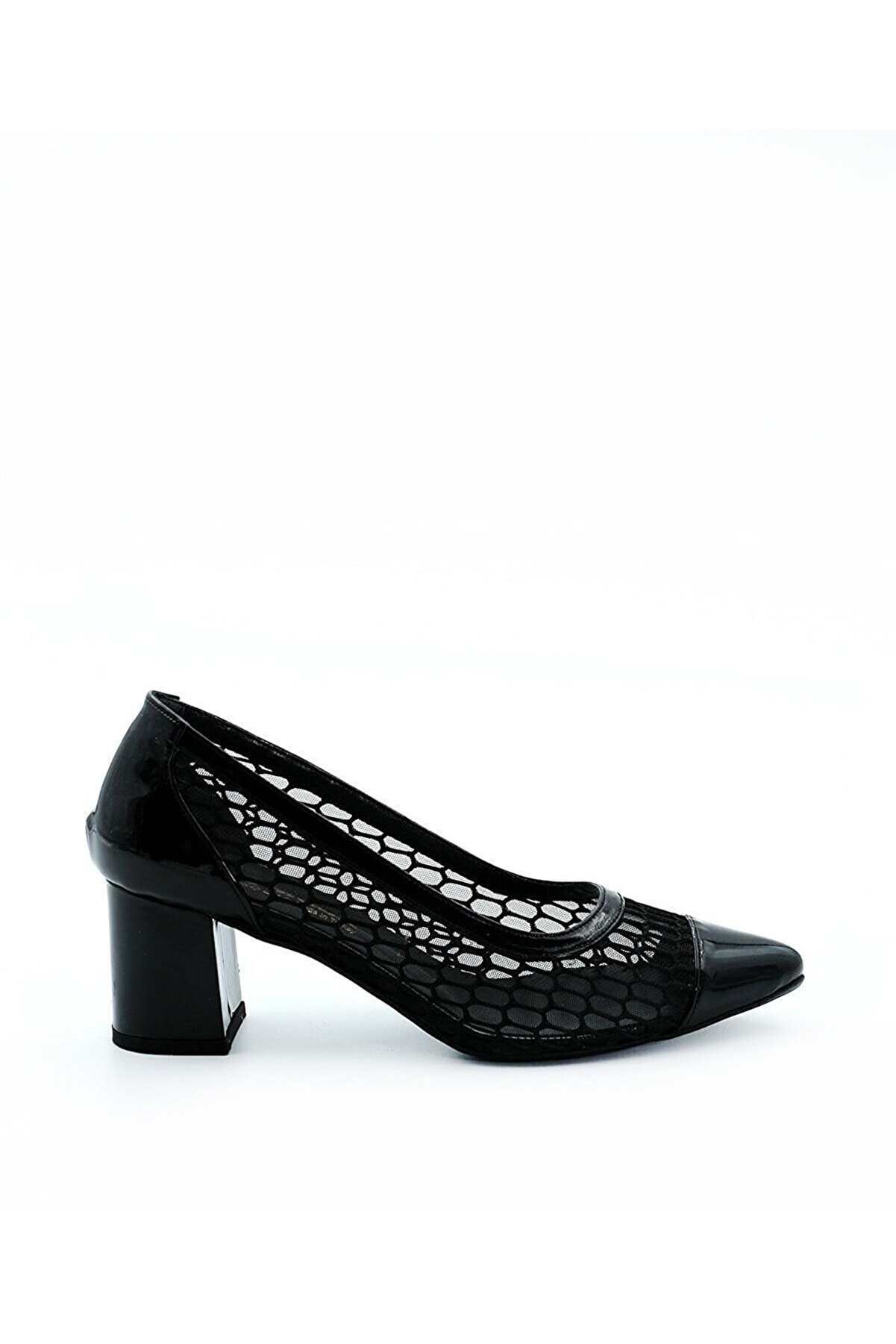 Bulut Ayakkabı Siyah Kadın Fileli Sivri Burun Günlük Topuklu Ayakkabı - Siyah - 39