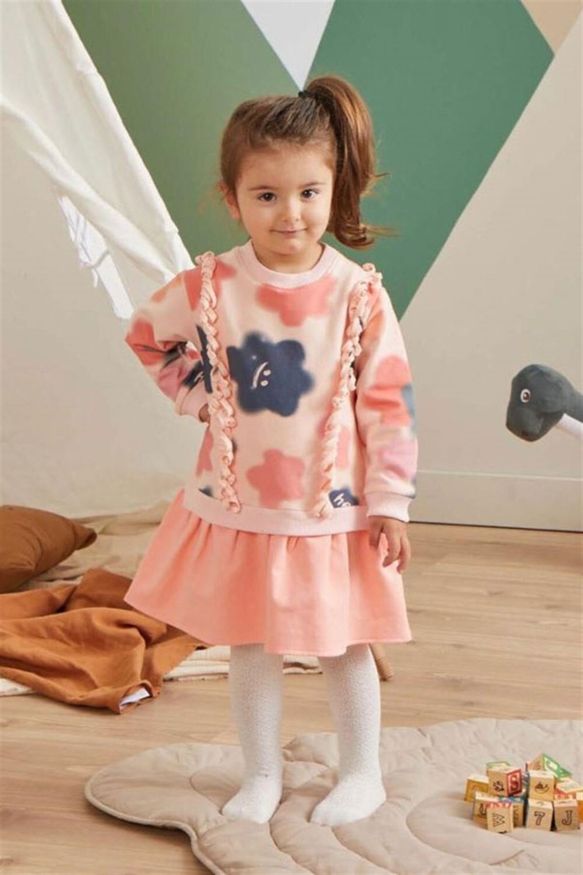 Bebetto 3369 Kız Bebek Batik Desen Elbise