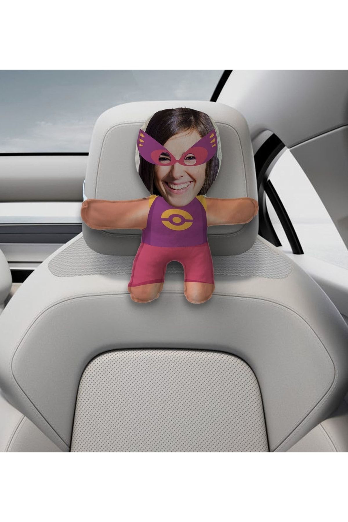 Bk Gift Gift Kişiye Özel Kadın Süper Kahraman Tasarımlı Araç Koltuk Bebek Yastığı-17