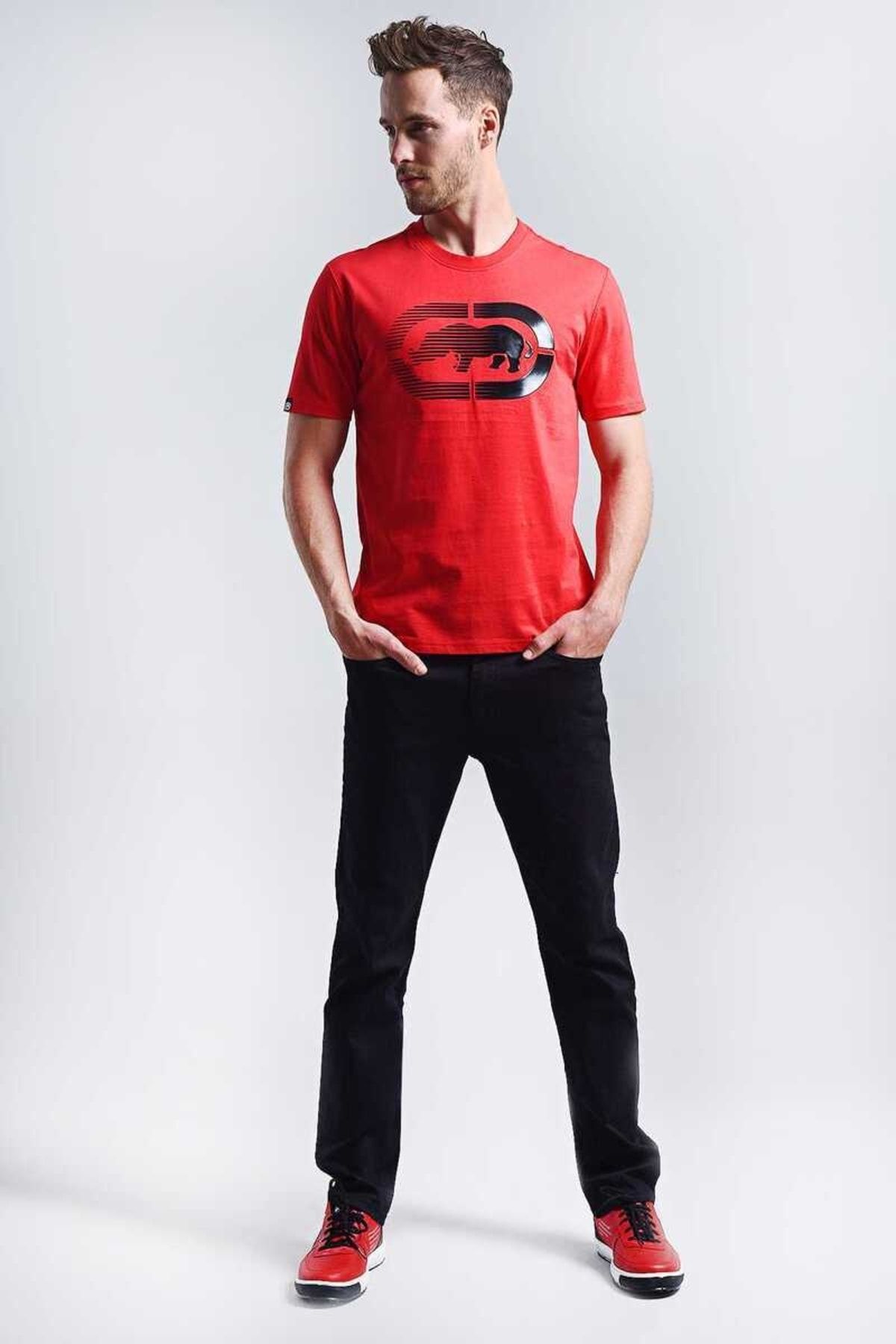 Ecko Unltd Logo Tee 2 Kırmızı Erkek Baskılı Bisiklet Yaka T-shirt