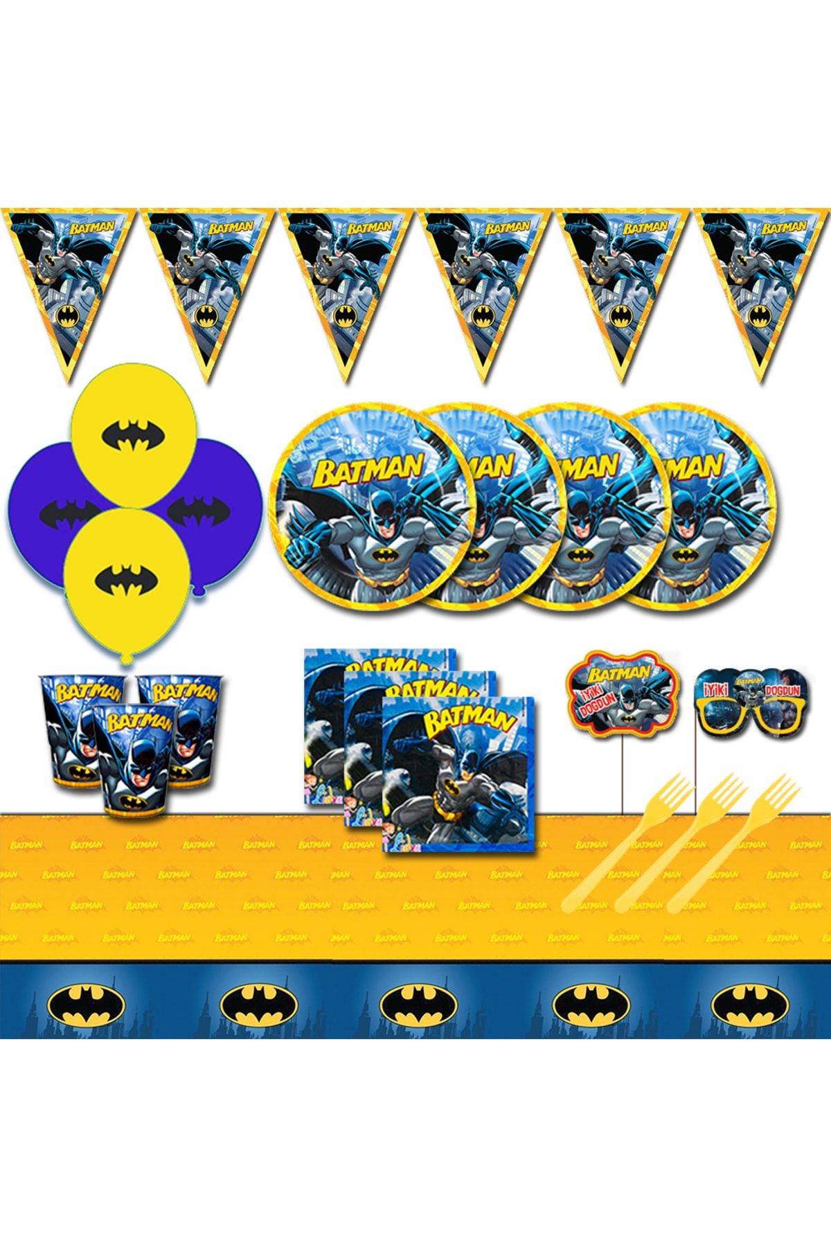 Batman 8 Kişilik Doğum Günü Parti Malzemeleri Seti