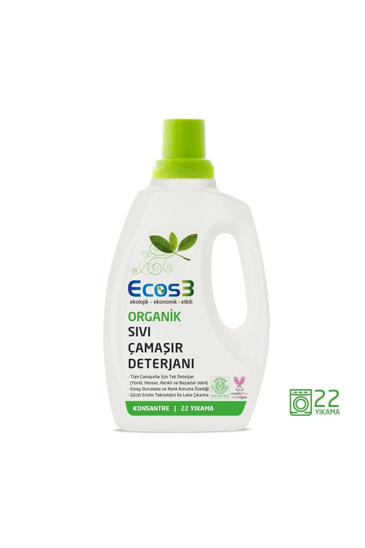 Ecos3 Vegan Organik Konsantre Sıvı Çamaşır Deterjanı 750 Ml -22 Yıkama