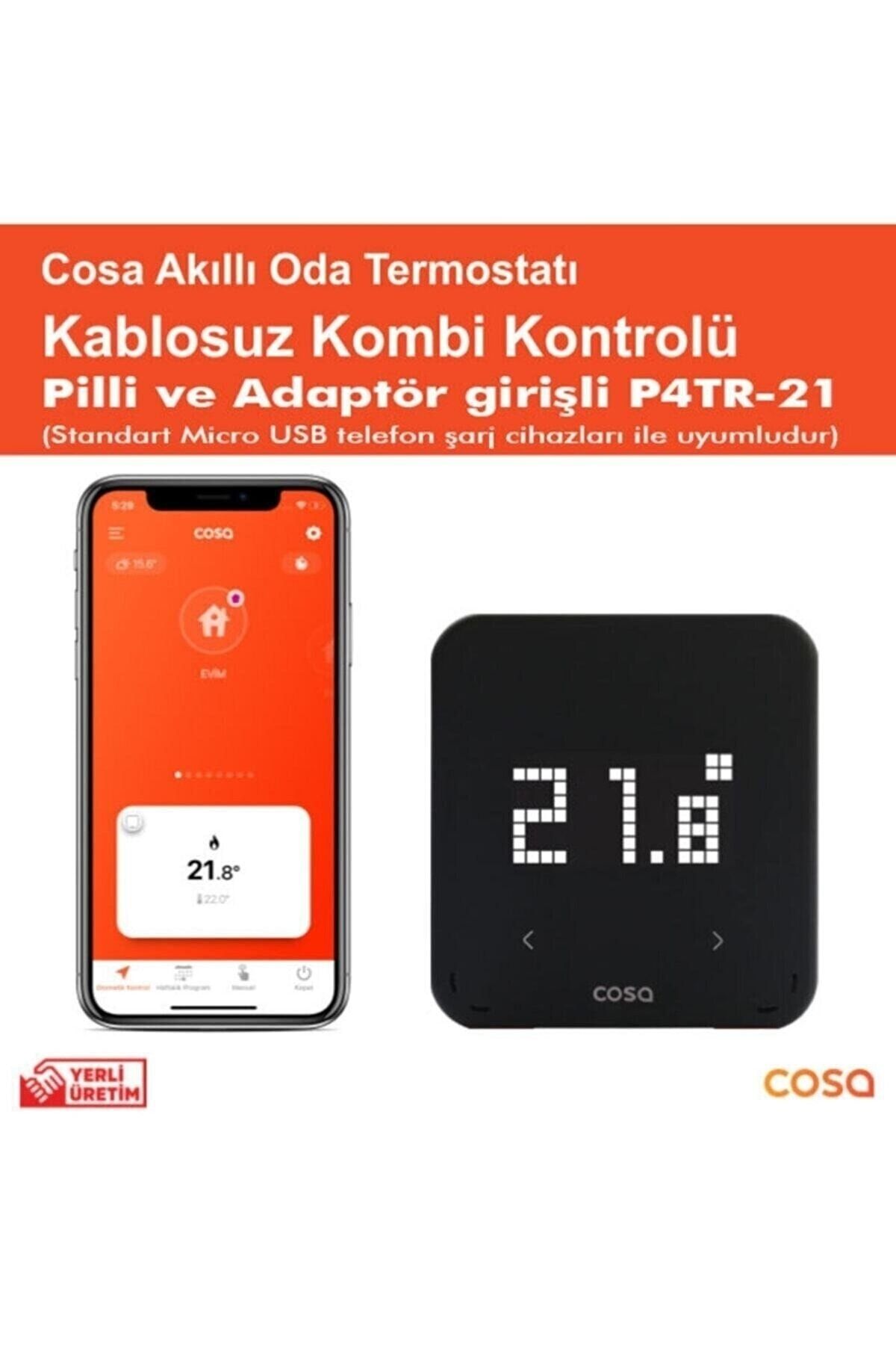 Cosa Alarko By Smart Wi-fi Erişimli Kablosuz Kombi Kumandası Için Oda Termostatı