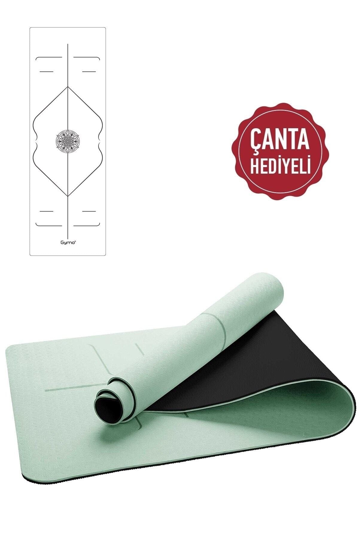 Gymo Hizalamalı 6mm Tpe Yoga Matı Pilates Minderi Açık Yeşil Taşıma Çantalı