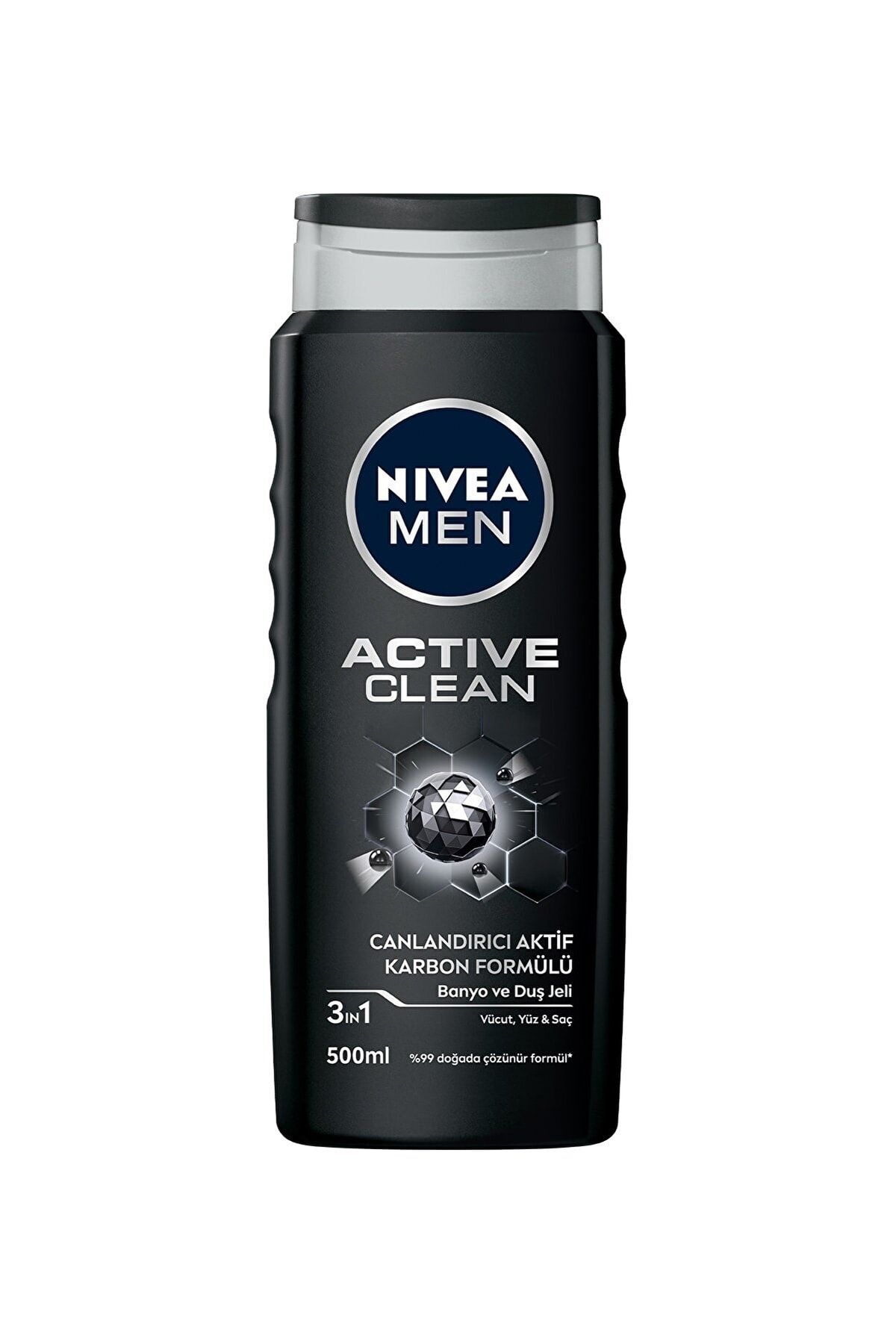 NIVEA Men Active Clean Duş Jeli-vücut-yüz Ve Saç Şampuanı 500 ml X 3 Adet
