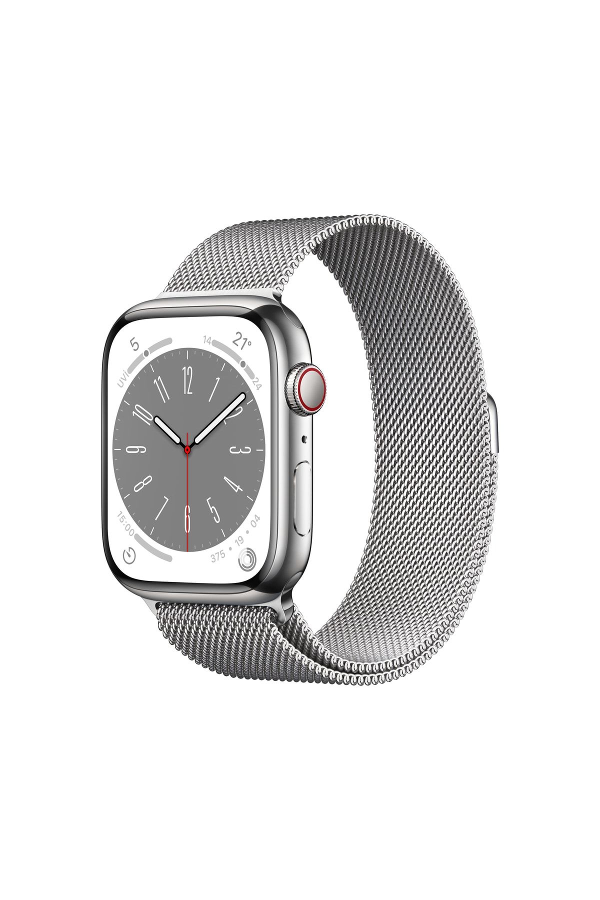 Apple Watch Series 8 GPS + Cellular 45mm Gümüş Paslanmaz Çelik Kasa ve Gümüş Milano Loop