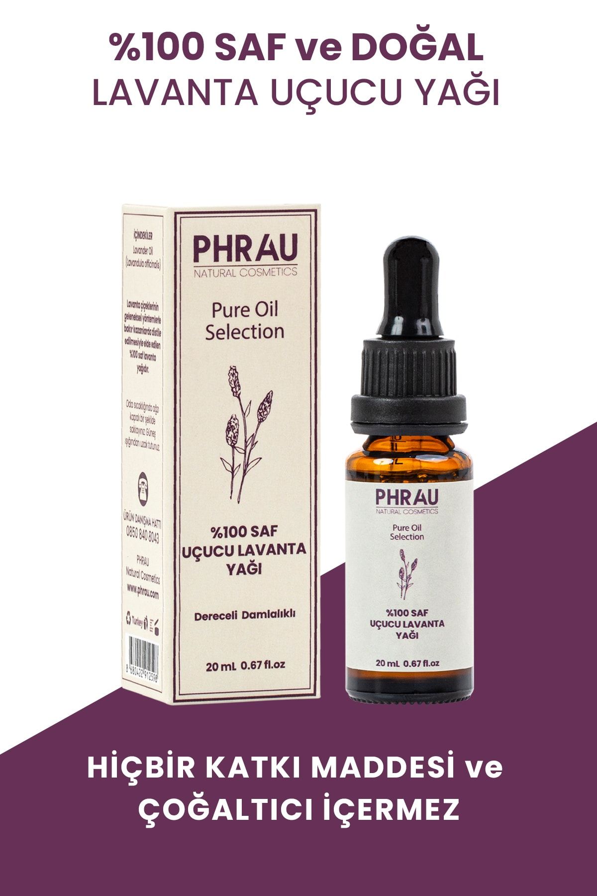 Phrau %100 Saf Ve Doğal Lavanta Uçucu Yağı 20 ml