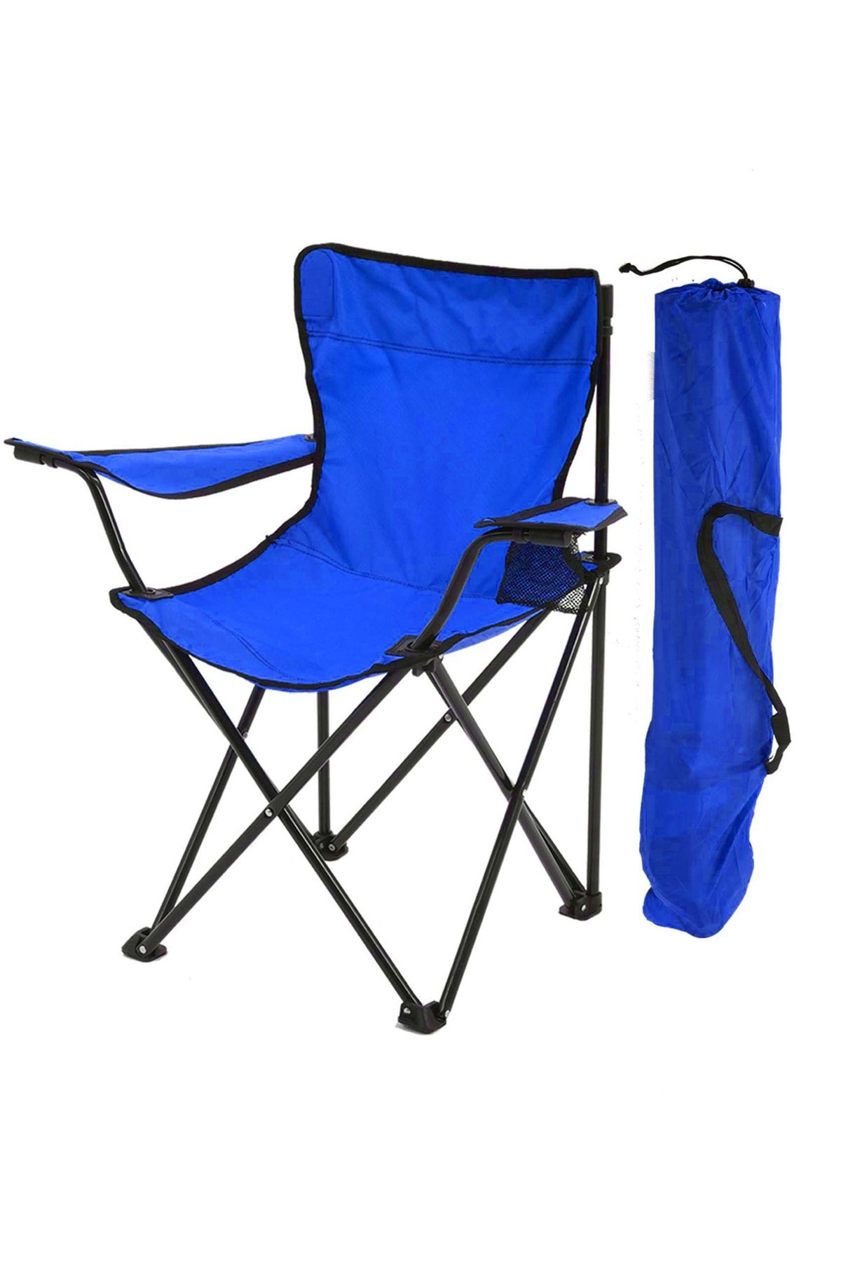 Exent Parlak Mavi Kamp Sandalyesi Rejisör Katlanır Çantalı Piknik, Plaj, Balıkçı Sandalyesi-mavi