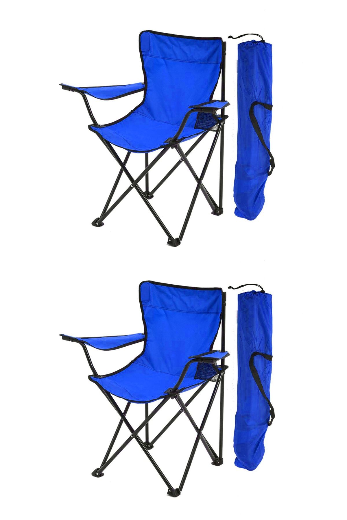 Exent 2'li Rejisör Kamp Sandalyesi Piknik Sandalyesi Katlanır Sandalye Taşıma Çantalı Sandalye-mavi