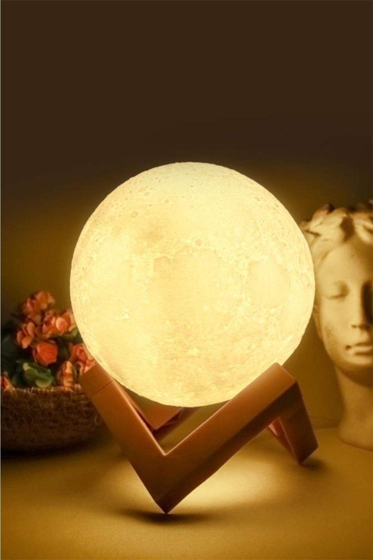 DEMPOWER Dekoratif 3d Ay Gece Lambası - Başucu Lambası