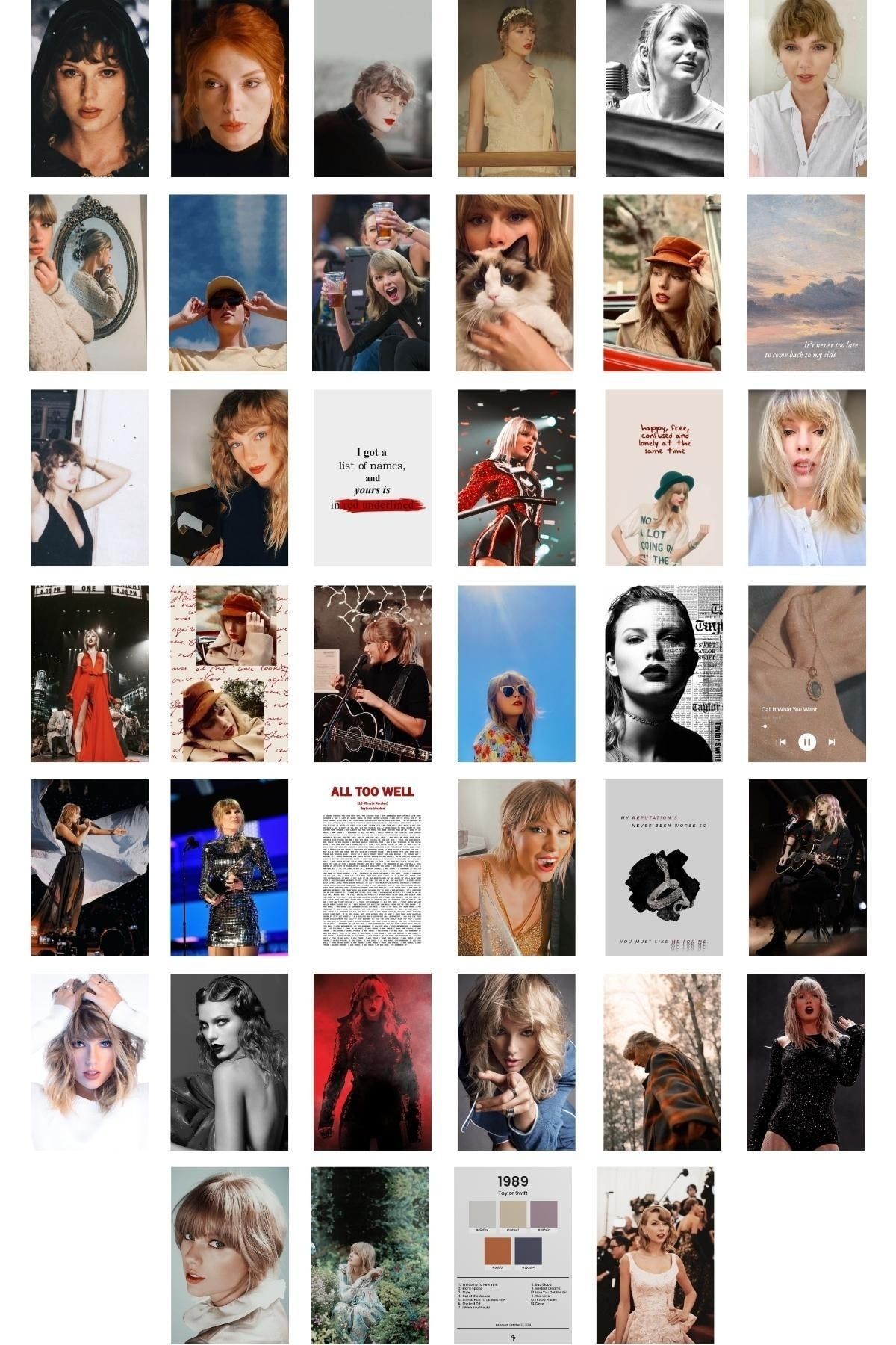 postifull Taylor Swift Poster Seti, Taylor Swift Kolaj Seti, 10x15cm - 40 Adet Poster, Kutulu Set
