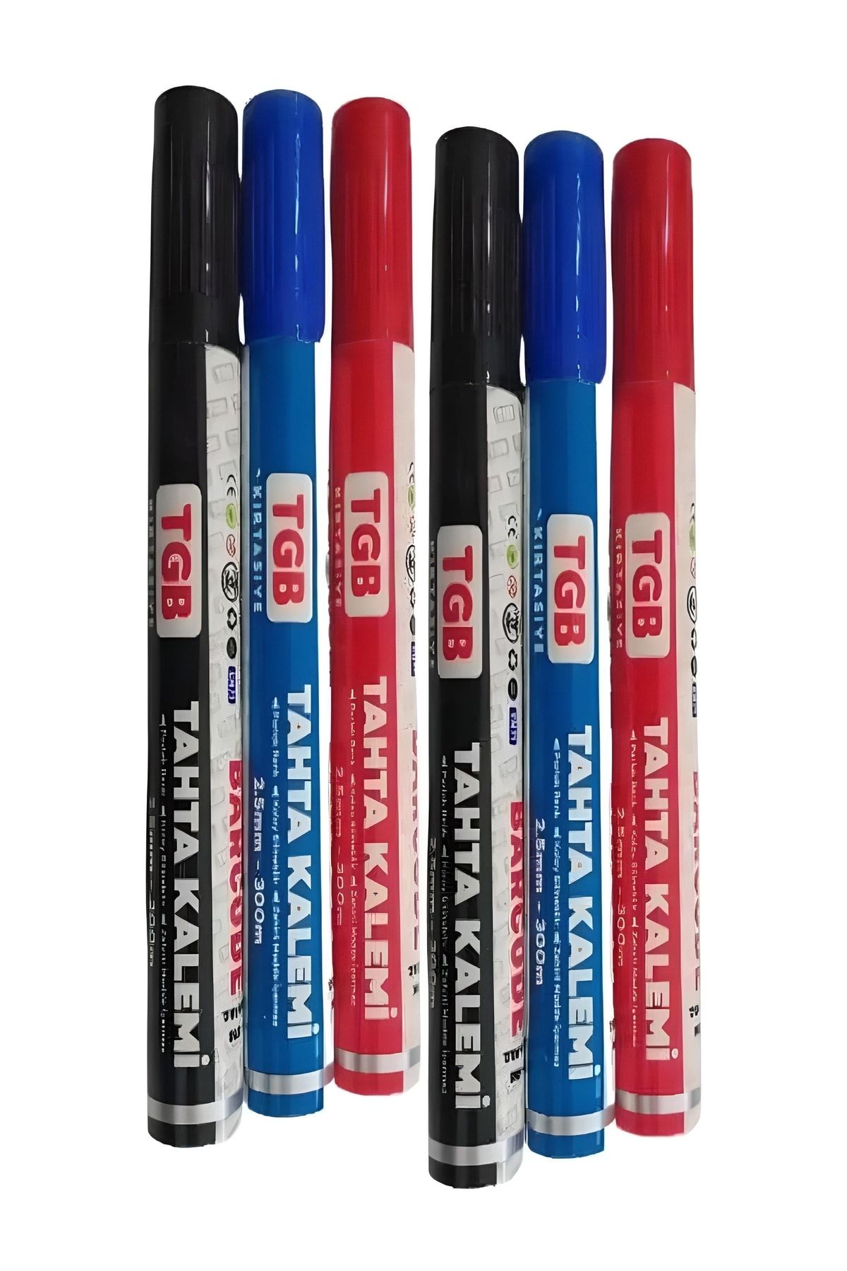 TGB Beyaz Tahta Kalemi Öğretmen Kalemi Kartuşlu Tahta Kalemi Siyah-mavi-kırmızı Set 6 Adet