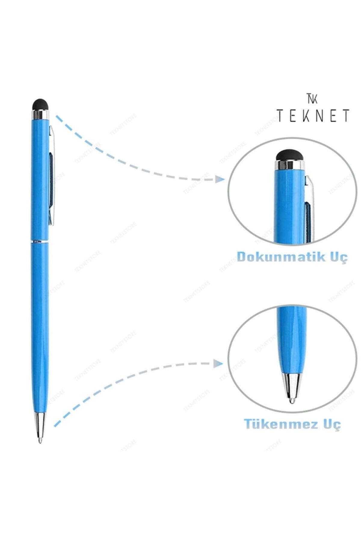 TEKNETSTORE Dokunmatik Kalem Tüm Cihazlara Uyumlu Tablet Telefon Için Çizim & Yazı Kalemi 2 In 1 Tükenmez Uçlu