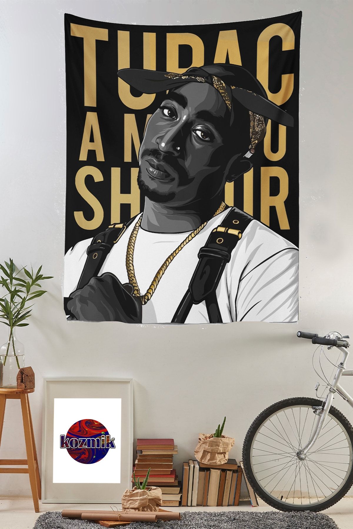 Kozmidelic Tupac Duvar Örtüsü 2pac Hip Hop Duvar Halısı Tapestry