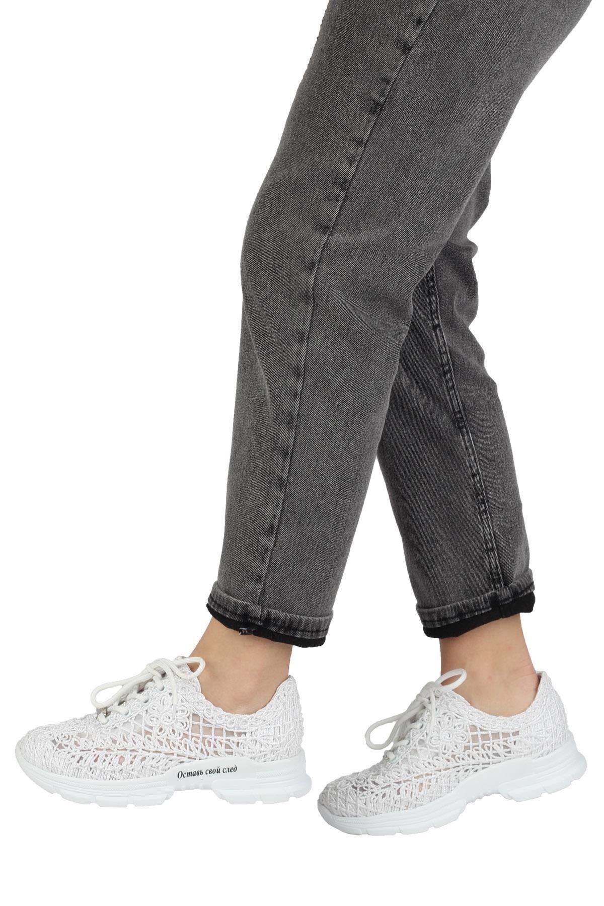 Modabuymus Beyaz Dantel Örgülü Sneaker Yazlık Spor Ayakkabı - Molina