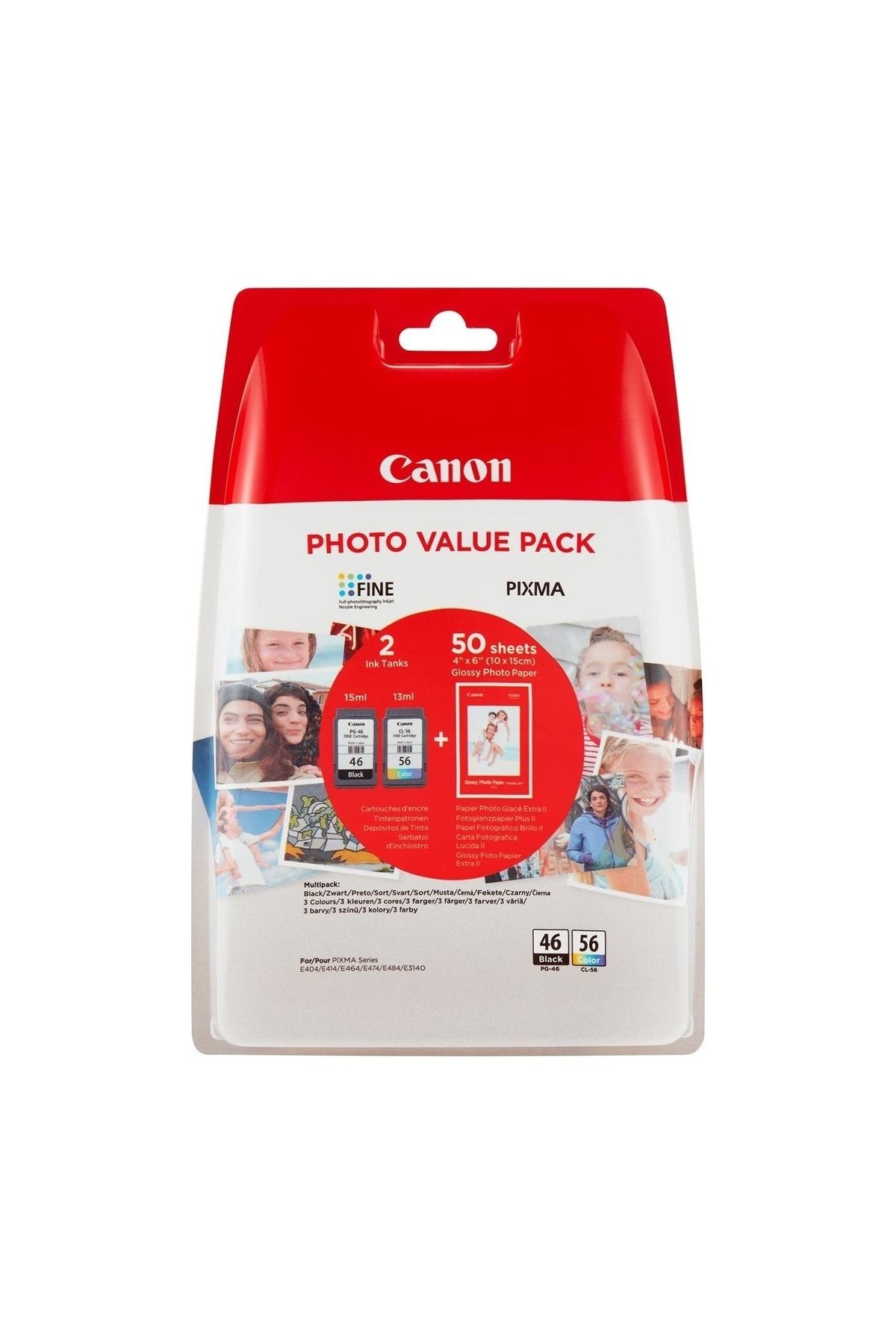 Canon Pc46+cl56 Multipack, Photo Value Pack Blist+50 Adet Fotoğraf Kağıdı, Orijinal Mürekkep Kartuş