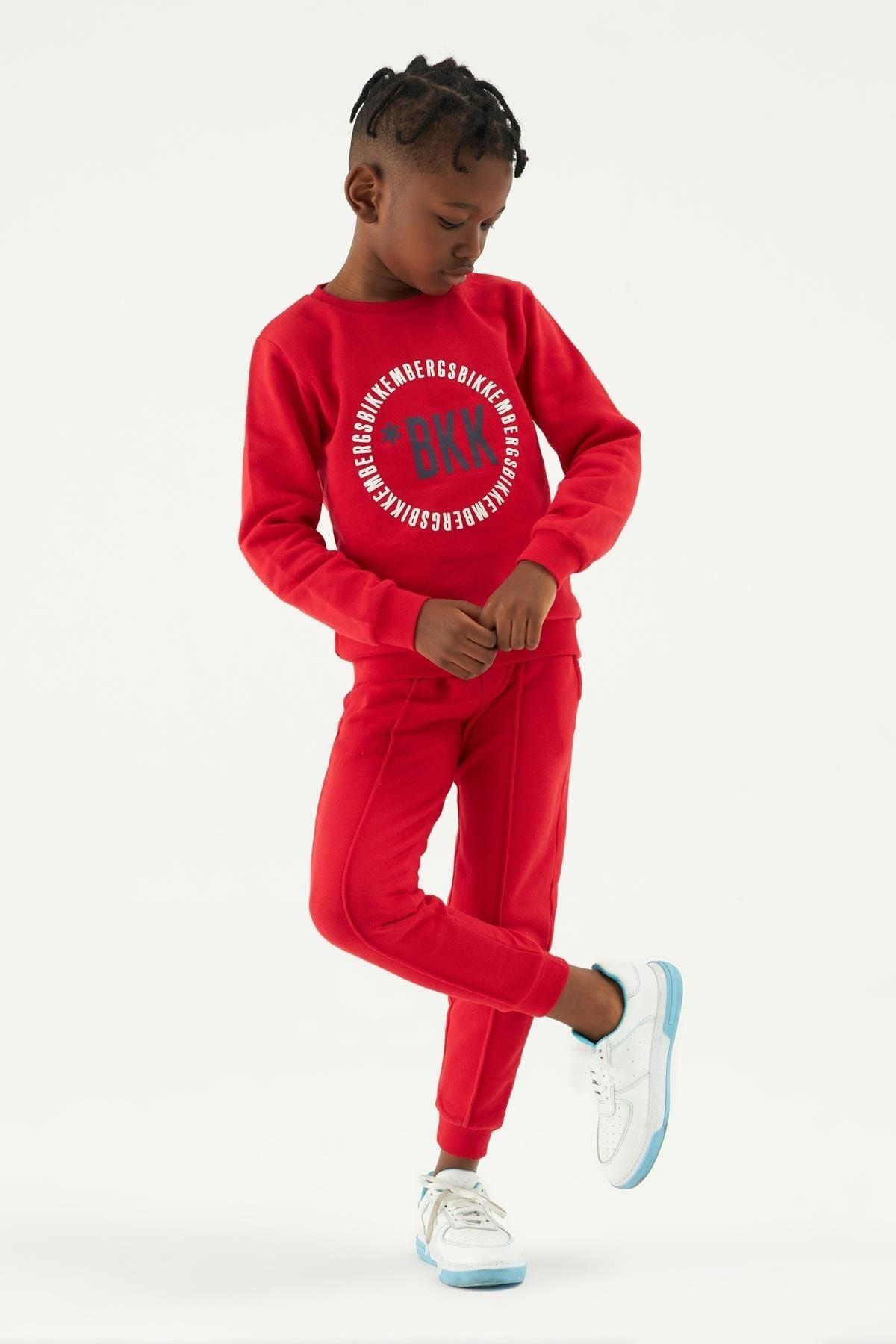 Bikkembergs Erkek Çocuk Kırmızı Sweatshirt 22fw0bk1203