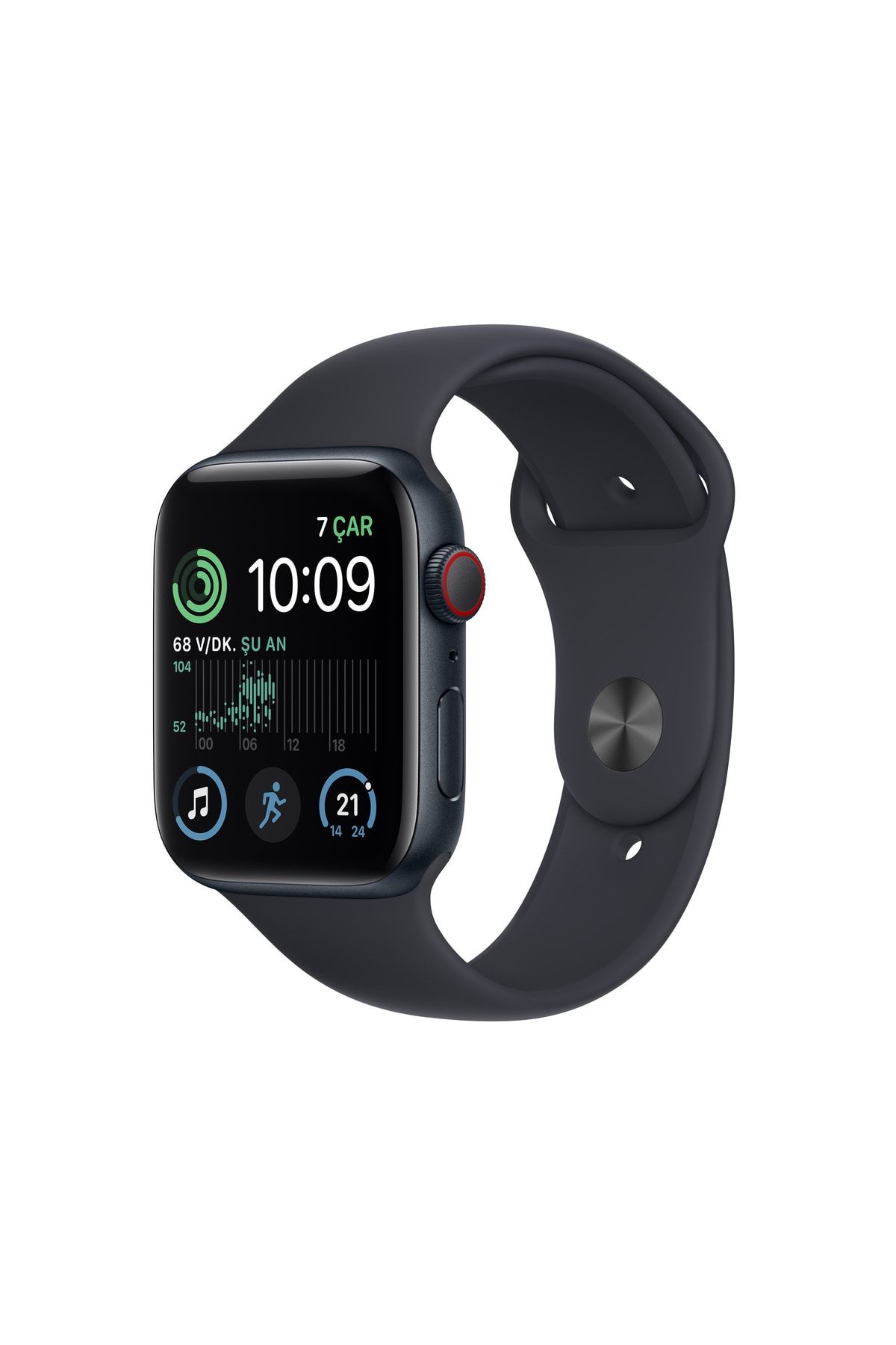 Apple Watch SE 44mm GPS Gece Yarısı Alüminyum Kasa ve Gece Yarısı Spor Kordon (Apple Türkiye Garantili)